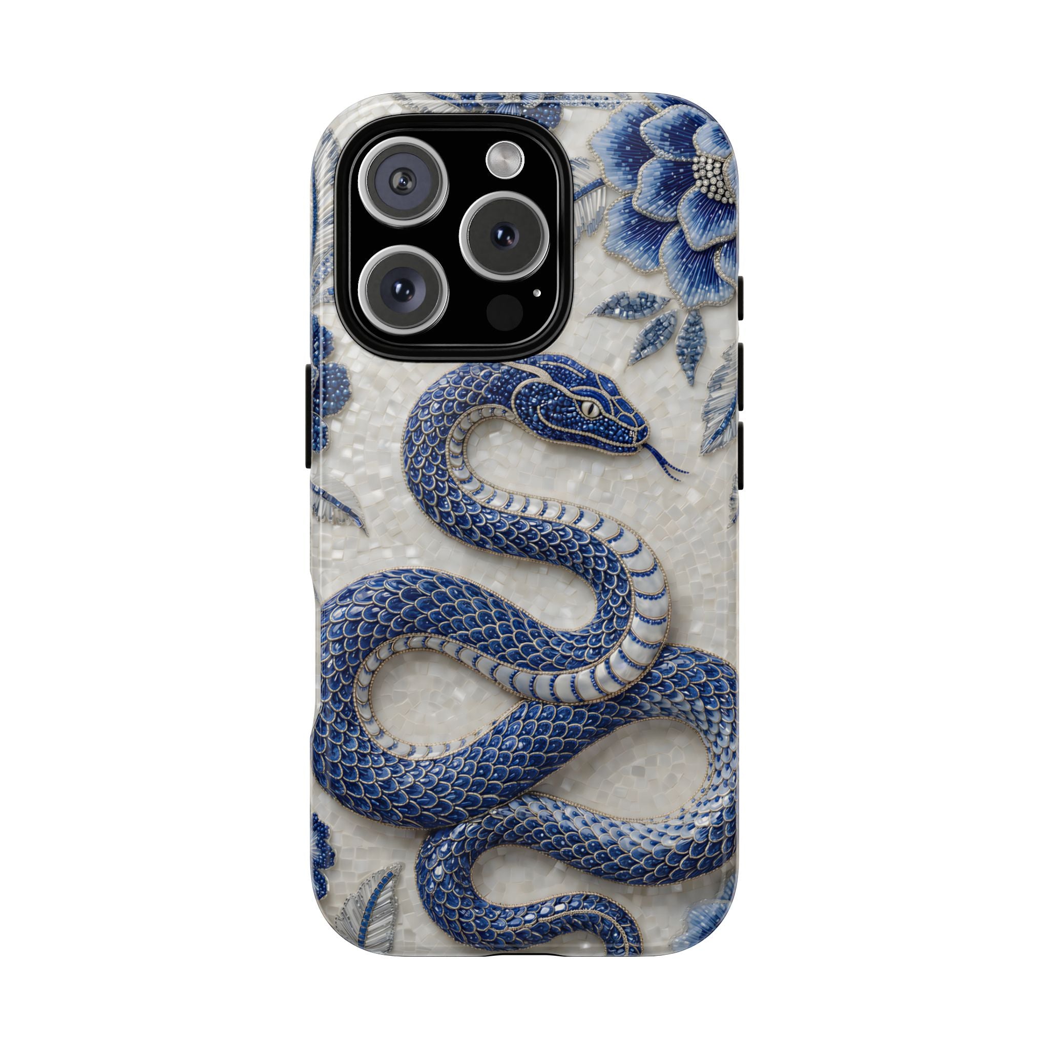 Asian Zodiac Snake iPhone Case | Blue & White Porcelain Slim Shockproof Case | Year of the Snake
