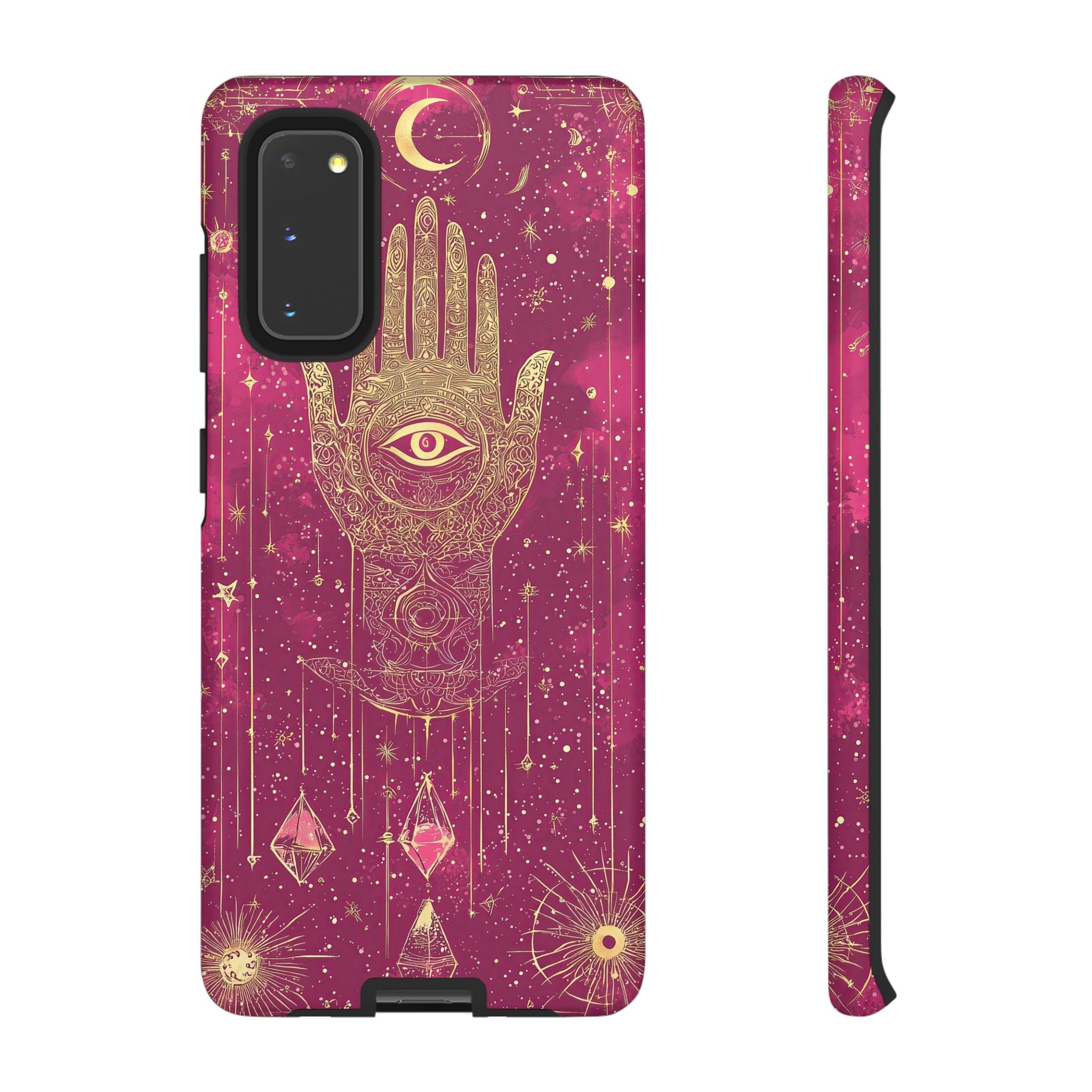 Mystic Hamsa Samsung Galaxy Case | Gold Palm & All-Seeing Eye on Magenta Galaxy