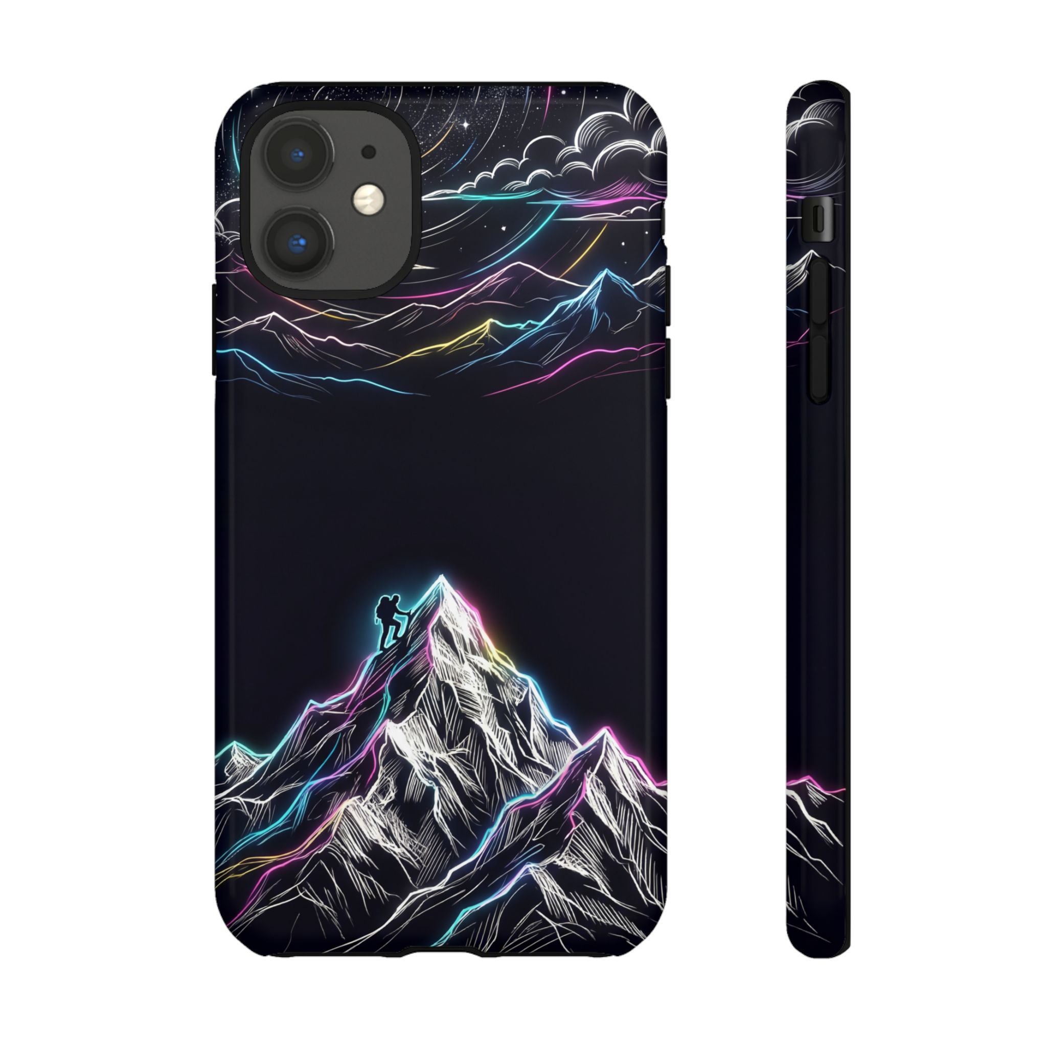 Mount Everest Neon iPhone Case | Dark Cosmic Climber Protective Cover