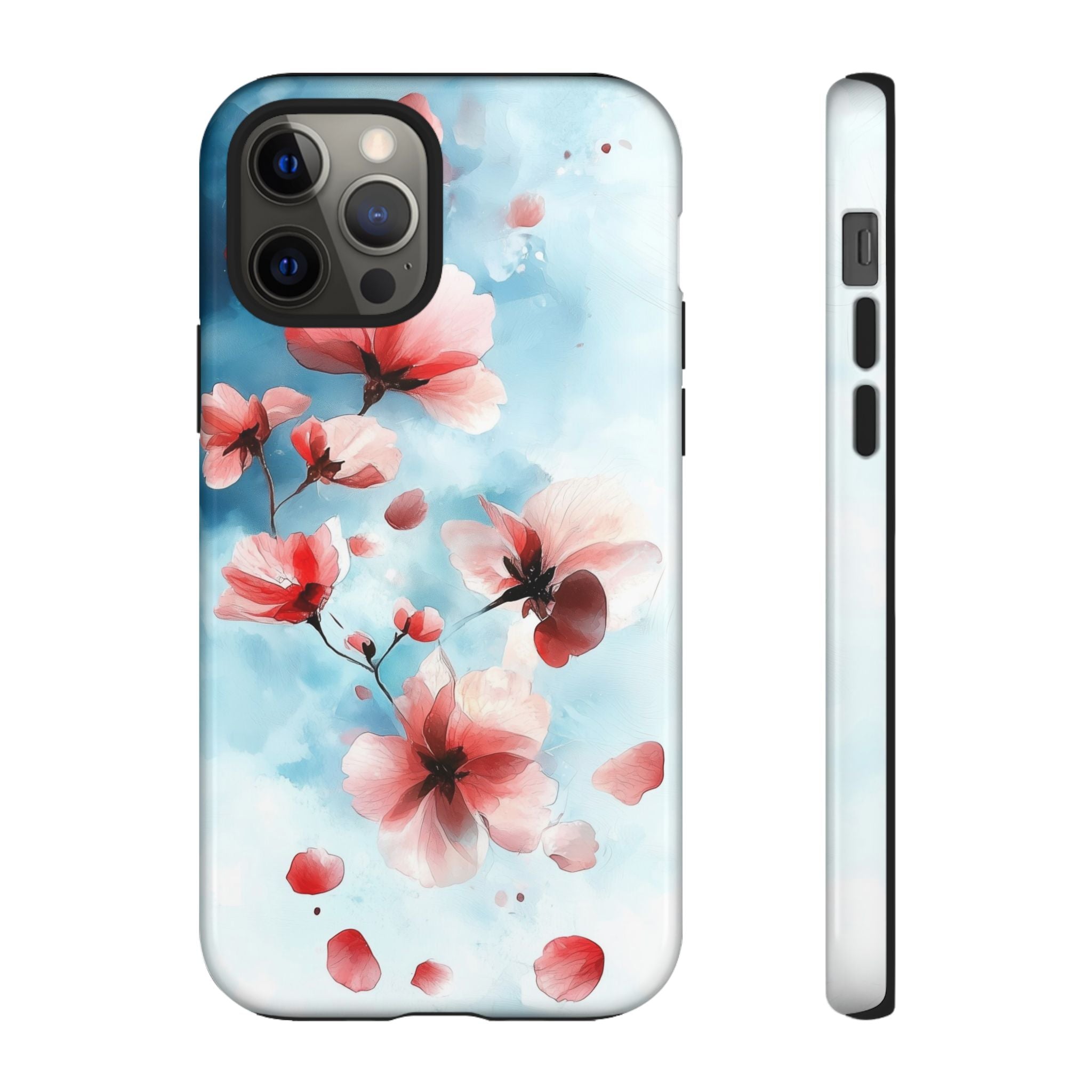 Floral Cherry Blossom iPhone Case | Pastel Pink Blue
