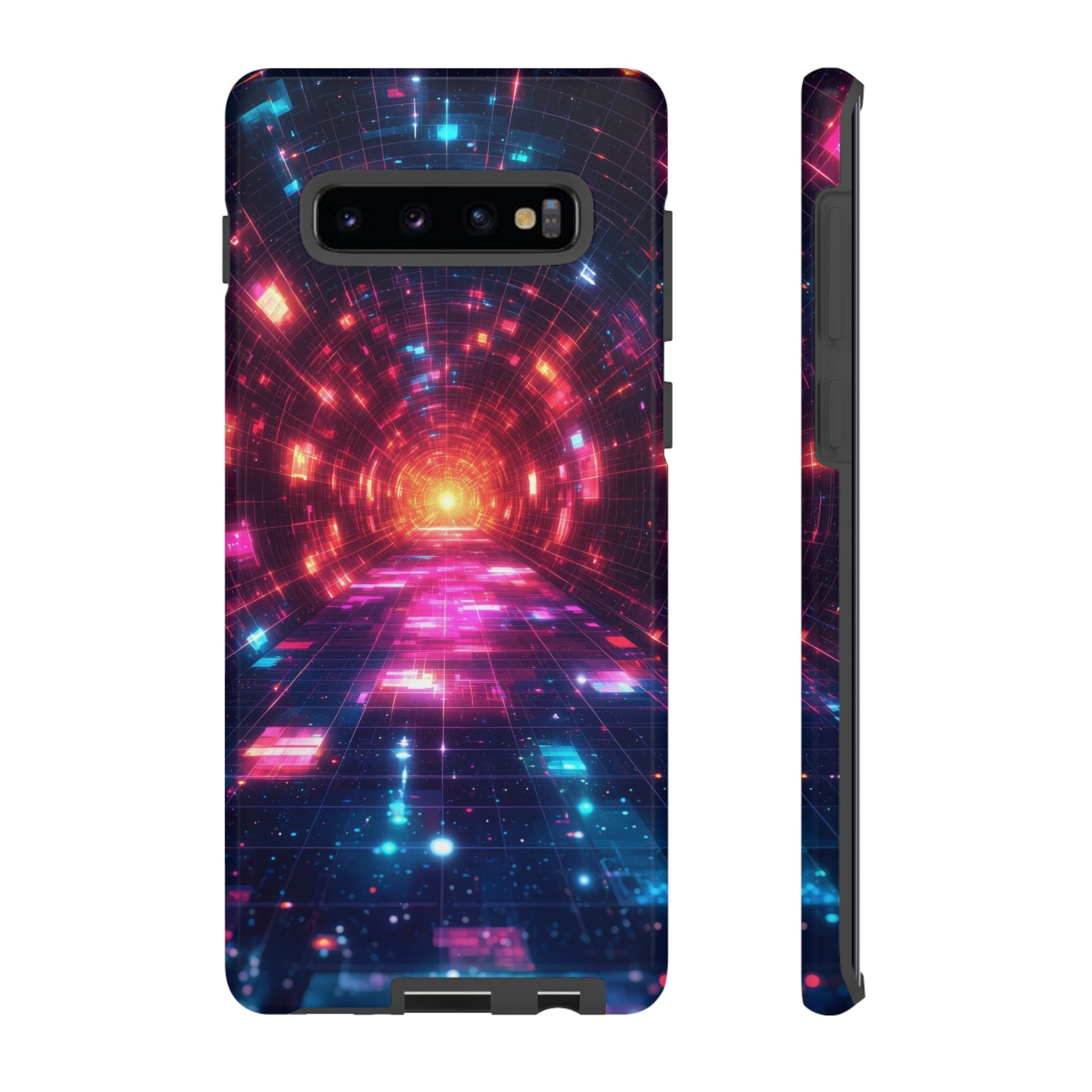 Neon Tunnel Tough Samsung Galaxy Case — Retro Futuristic Galaxy Design