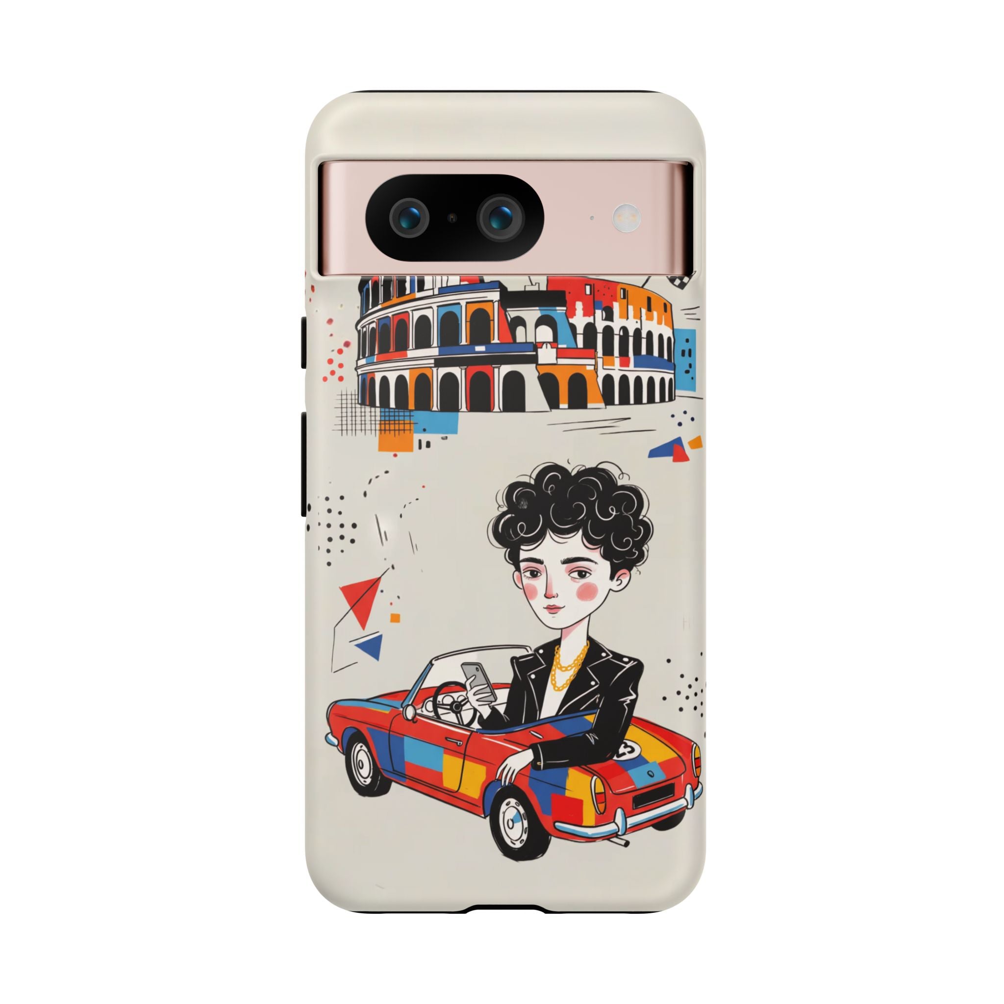 Retro Mille Miglia Car Illustration with Driver Google Pixel Phone Case
