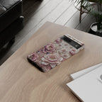 Custodia per telefono Google Pixel "Floral Moon Tough" | Cover protettiva in Peonia Rosa Vintage