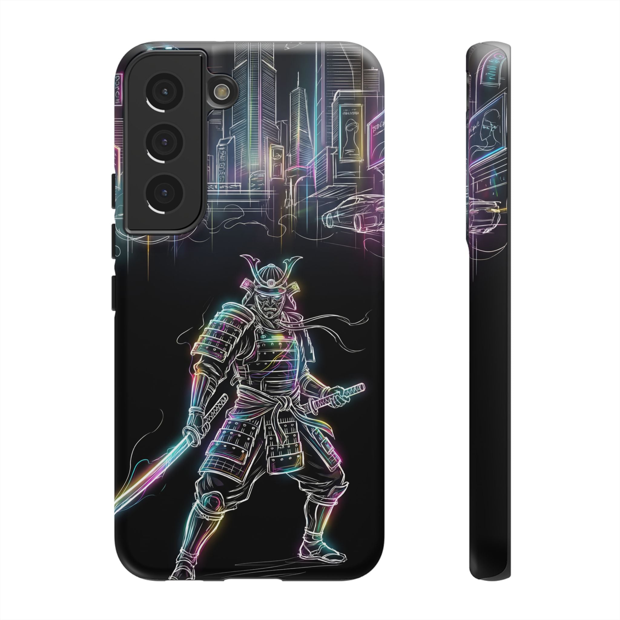 Neon Samurai Samsung Galaxy Phone Case | Cyberpunk City Armor