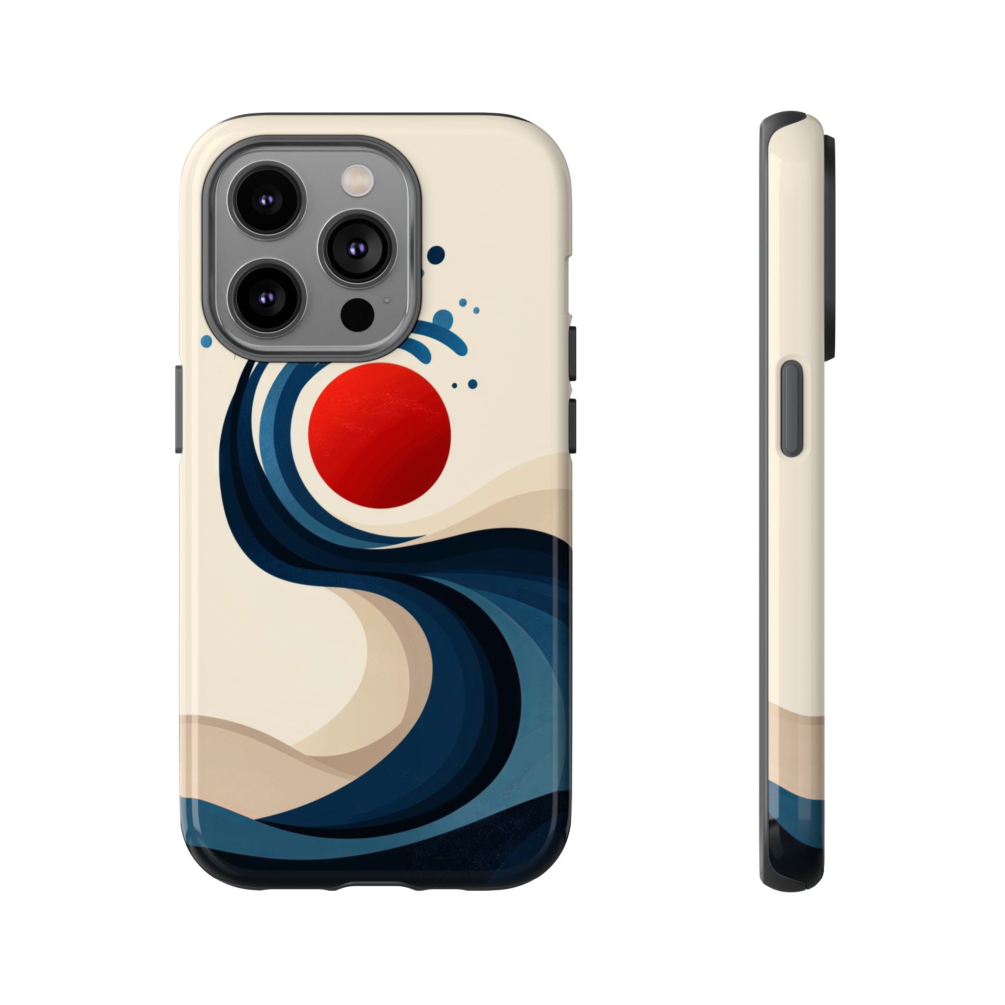 Abstract Wave iPhone Case | Red Sun Ocean Art