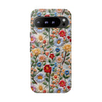 Floral Embroidered Pattern Tough Google Pixel Case — Colourful Daisy & Wildflower Design