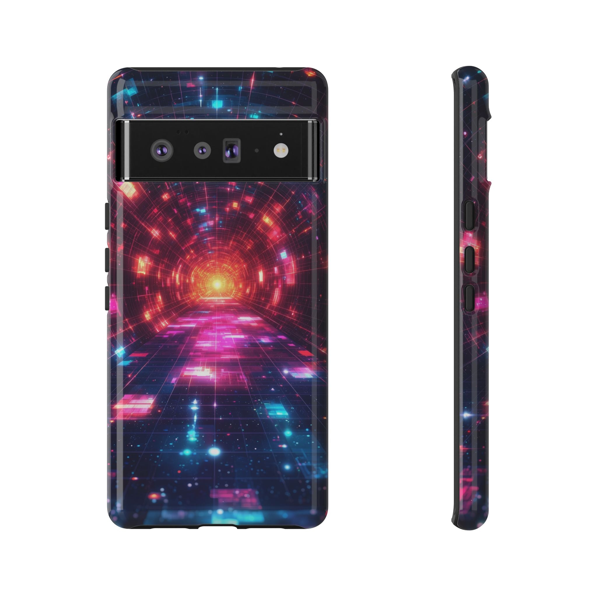 Neon Tunnel Tough Google Pixel Case — Retro Futuristic Galaxy Design
