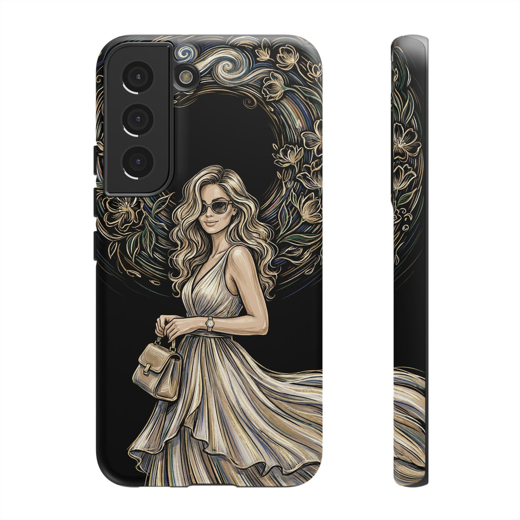 Custodia per telefono Samsung Galaxy robusta con ghirlanda floreale donna elegante