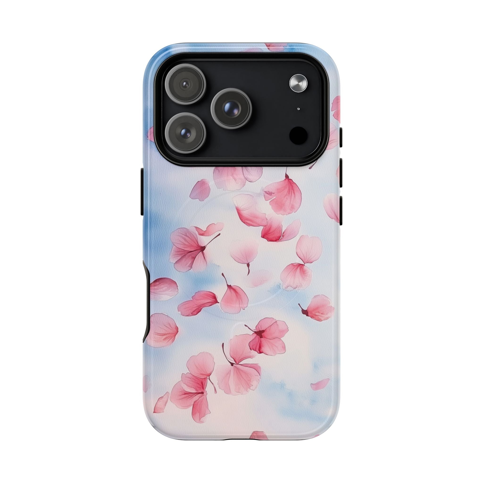 Custodia MagSafe per iPhone con motivo floreale a petalo | Fiori rosa che cadono