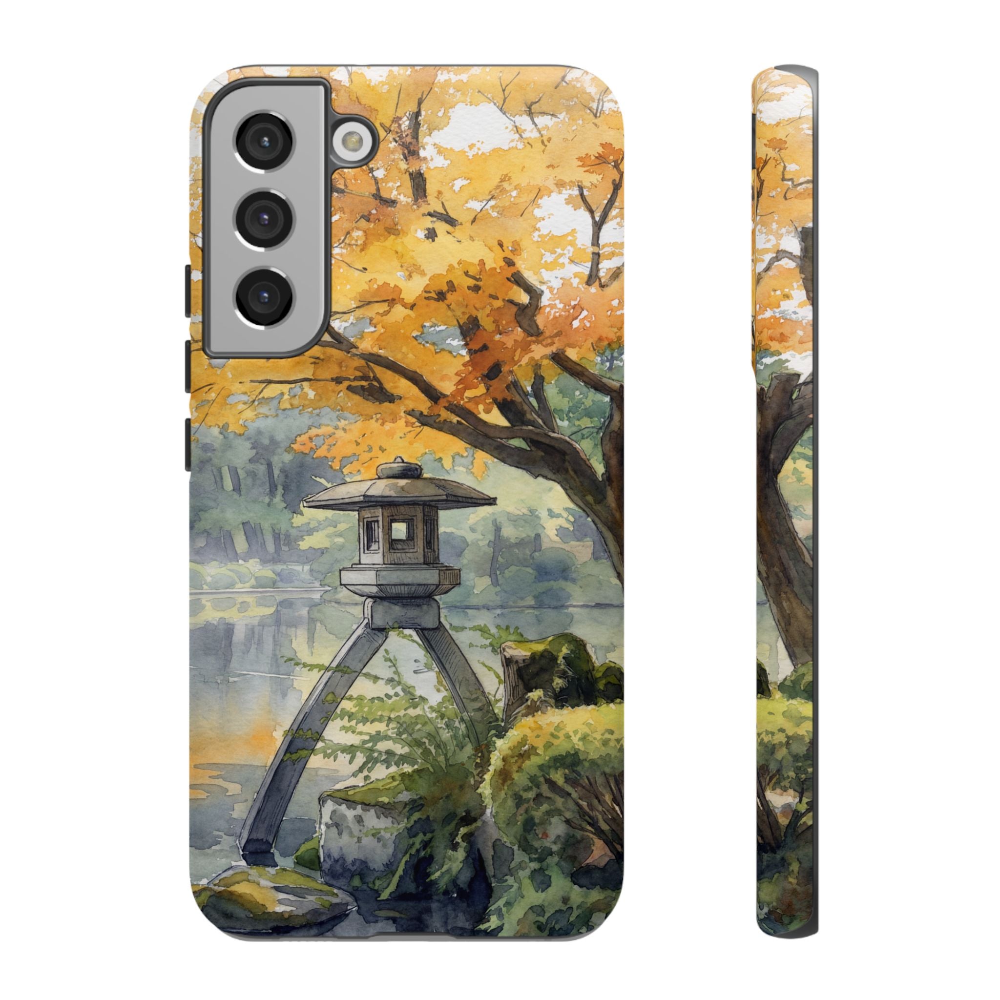 Autumn Japanese Garden Samsung Galaxy Phone Case | Scenic Lantern Fall