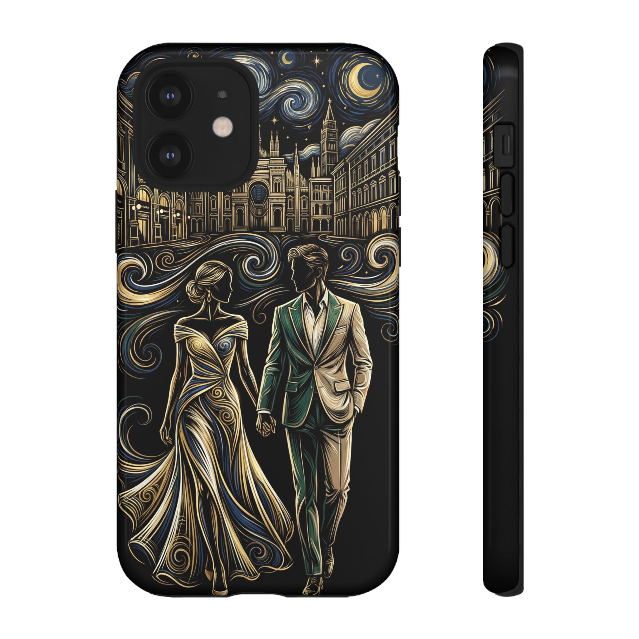 Romantic Night Walk iPhone Case | Elegant Couple Art