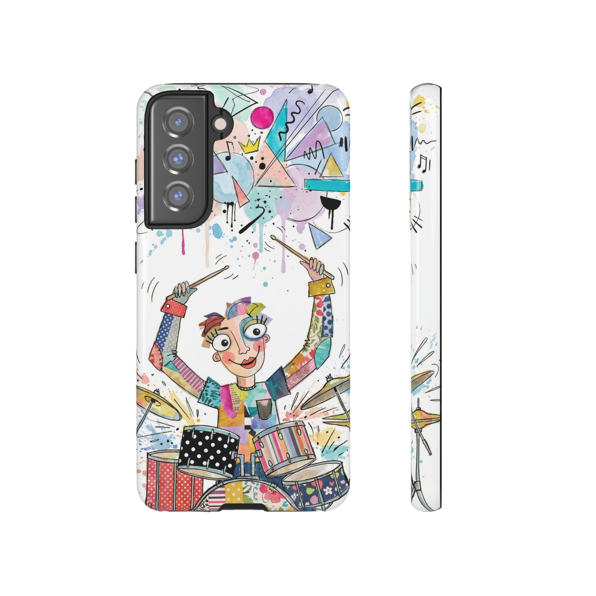 Drummer Boy Samsung Galaxy Phone Case | Colorful Cartoon Drum Kit Protective Cover