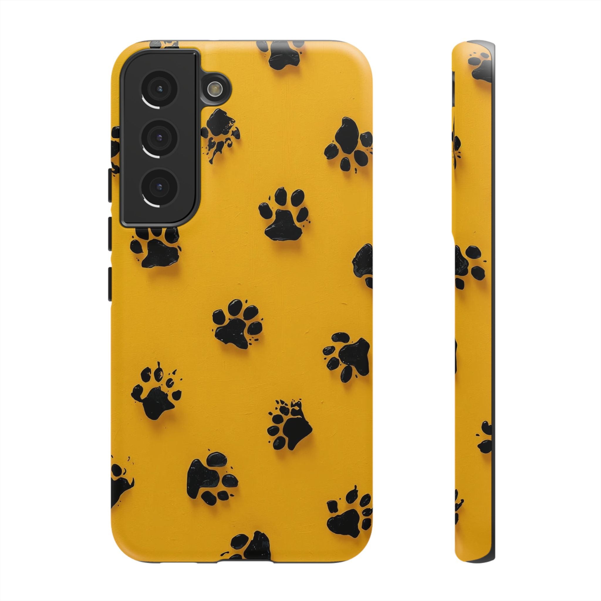 Yellow Paw Print Tough Samsung Galaxy Case — Protective Dog & Cat Lover Cover