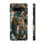 Owl Forest Tough Samsung Galaxy Case | Teal & Brown Rustic Wildlife Protective Cover