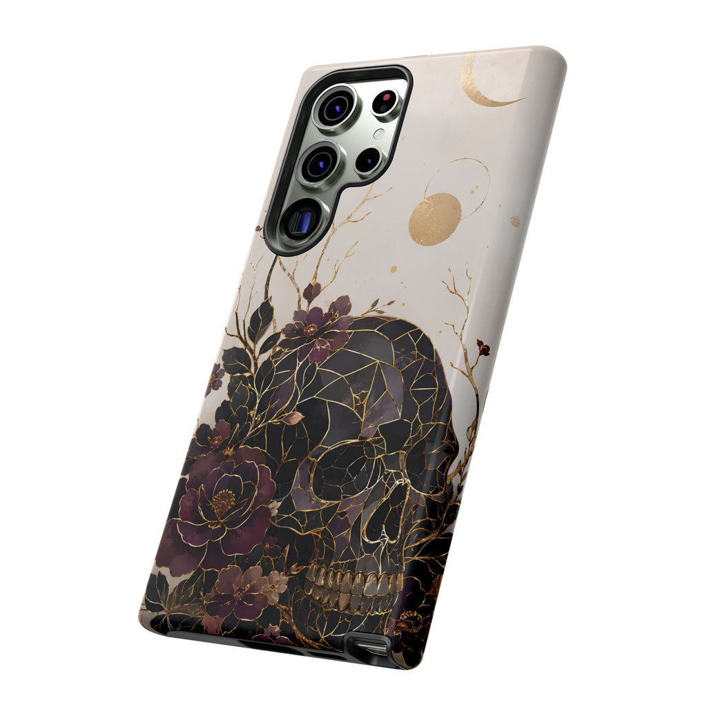 Gothic Skull Samsung Galaxy Phone Case | Dark Floral Rose Art Cover