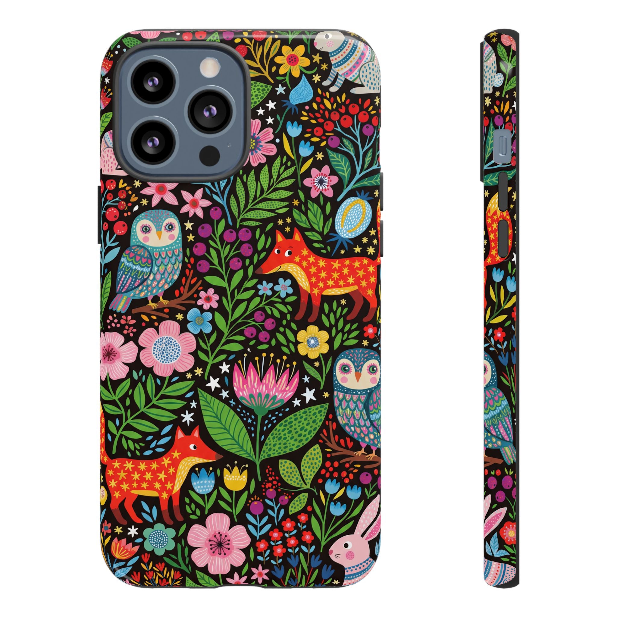 Floral Woodland iPhone Case | Colourful Fox & Owl Protective Cover