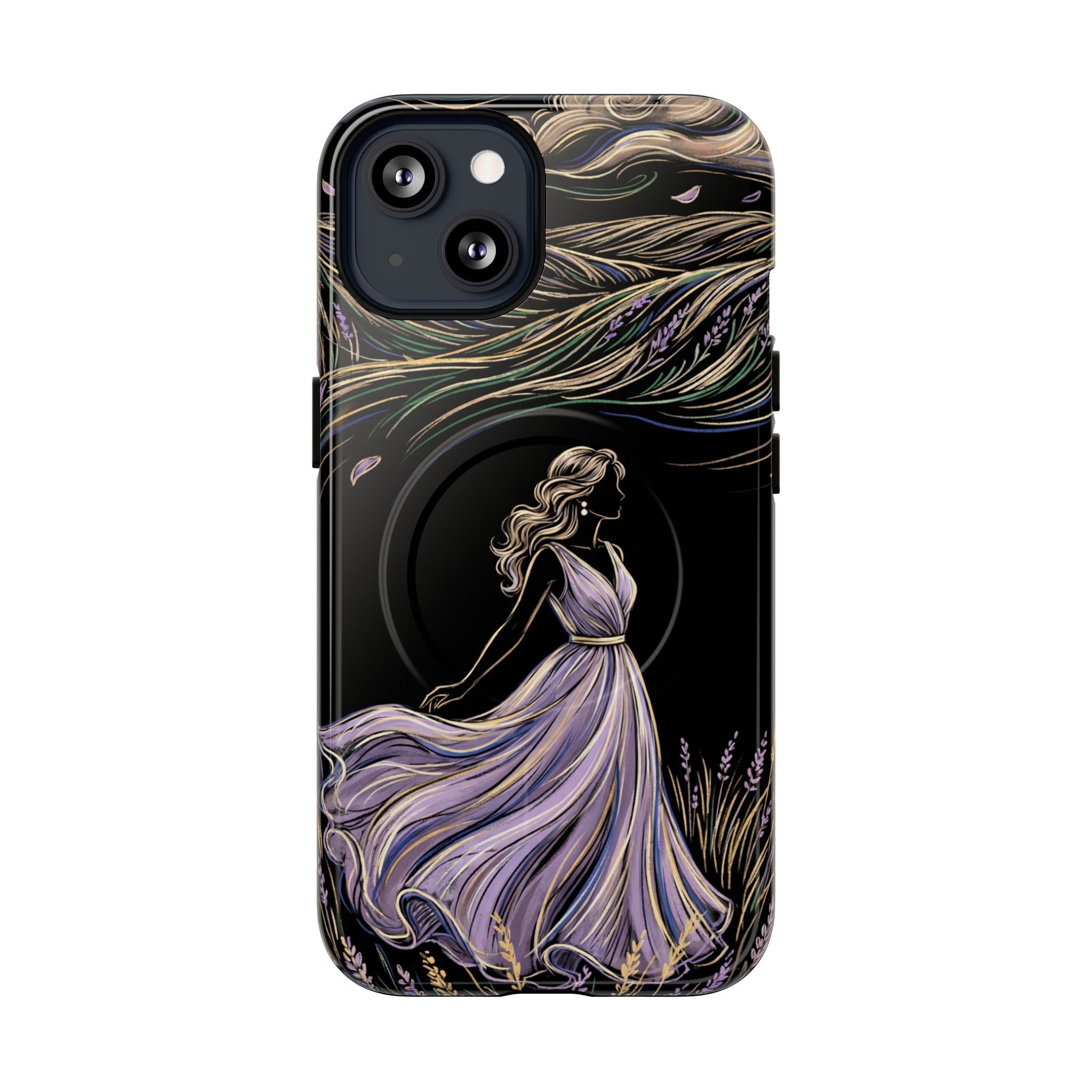 Lavender Breeze MagSafe iPhone Case | Elegant Dancing Woman Floral Protection