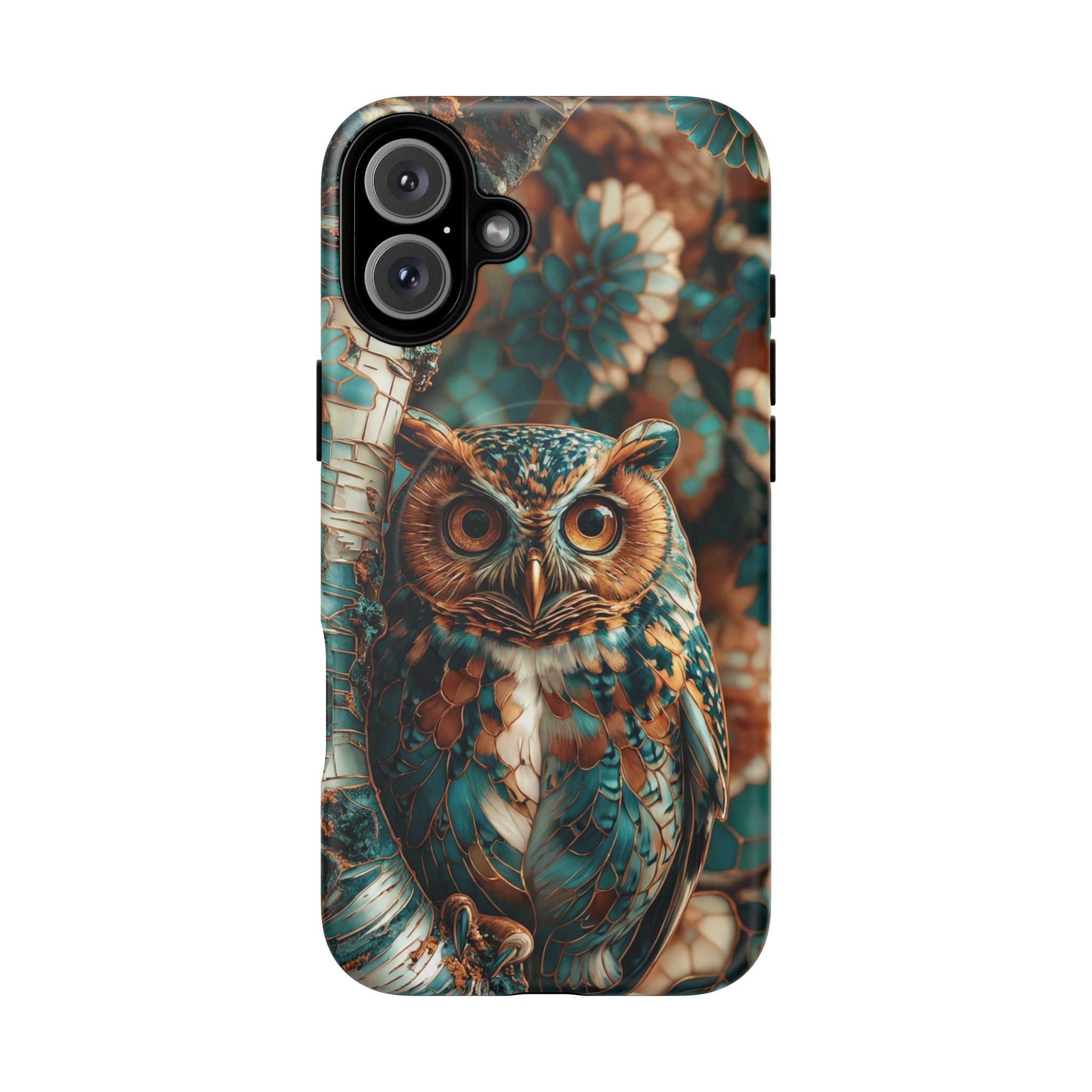 Custodia MagSafe resistente per iPhone con motivo a mosaico gufo