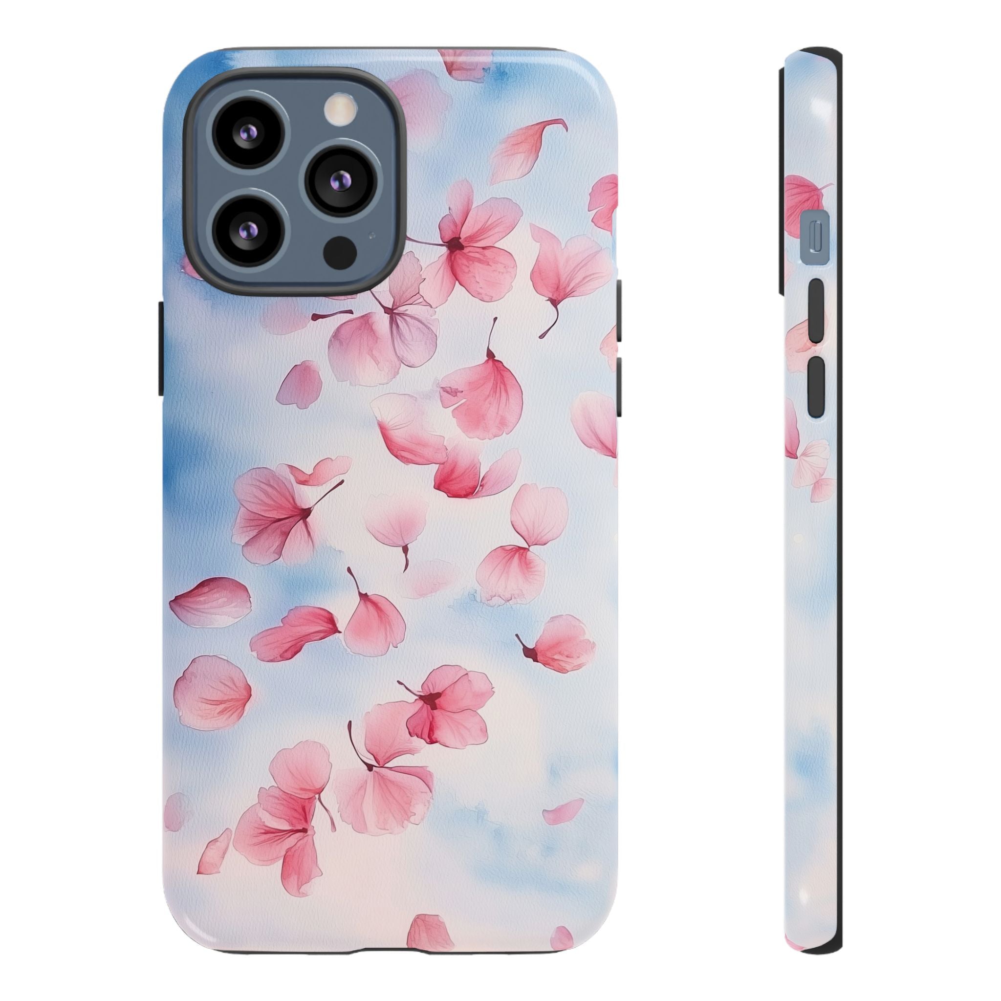 Floral Petal Tough iPhone Case | Pink Falling Blossoms