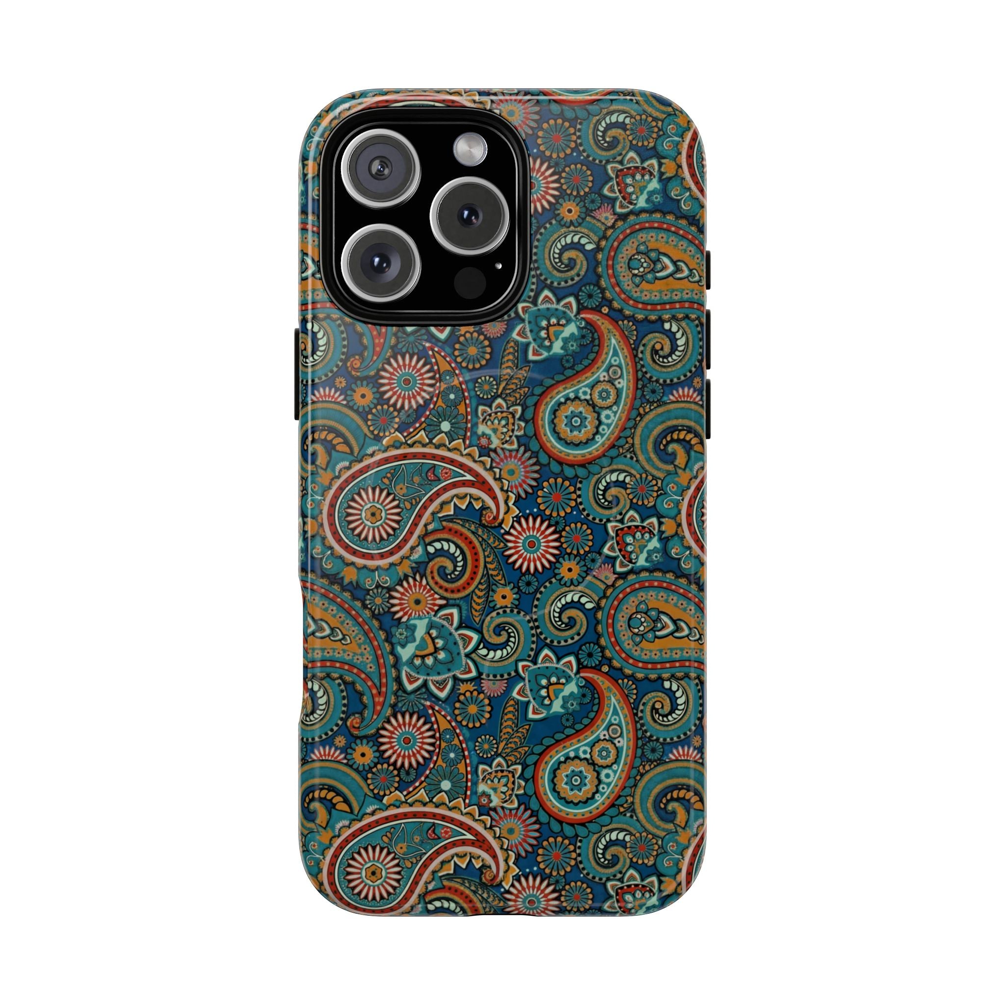 Batik Teal Paisley Tough MagSage iPhone Case