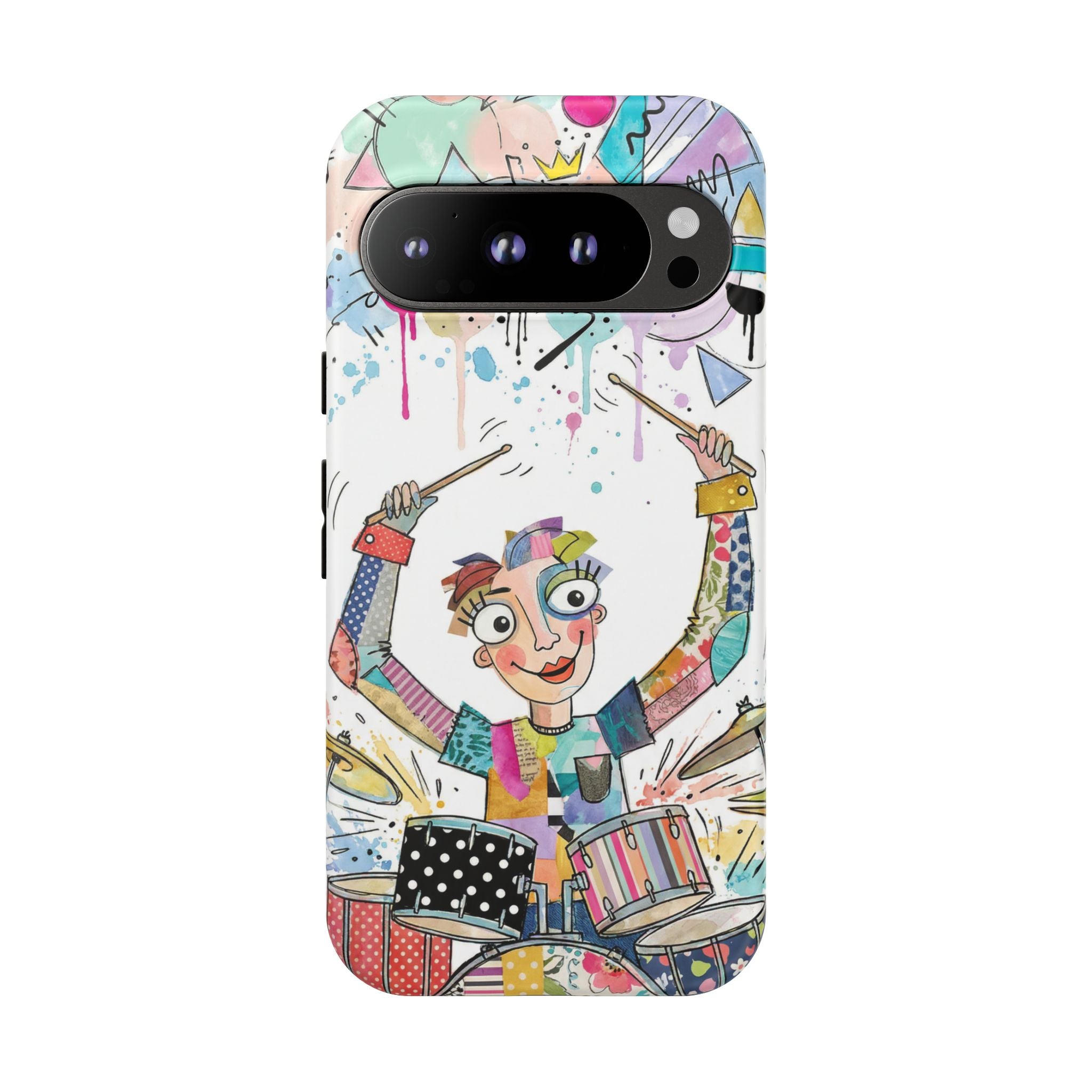 Drummer Boy Google Pixel Phone Case | Colorful Cartoon Drum Kit Protective Cover