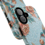 Cover per telefono Google Pixel "Hummingbird Floral Tough" | Design vintage floreale blu