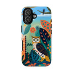 Custodia iPhone Gufo Colorato con Motivo Botanico Forestale