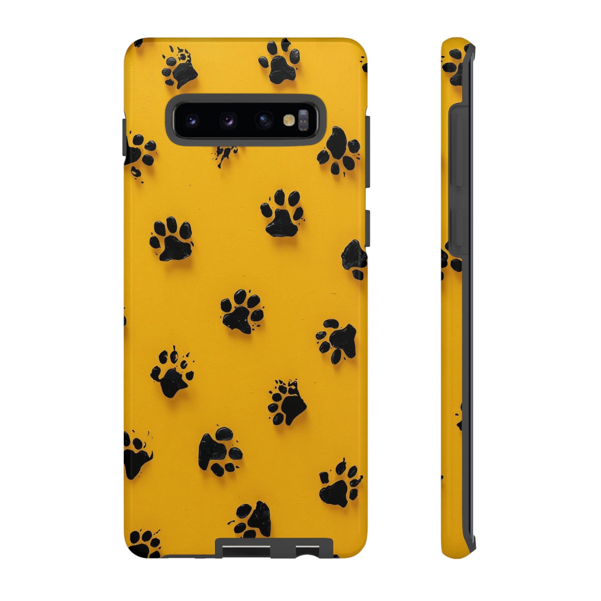 Yellow Paw Print Tough Samsung Galaxy Case — Protective Dog & Cat Lover Cover