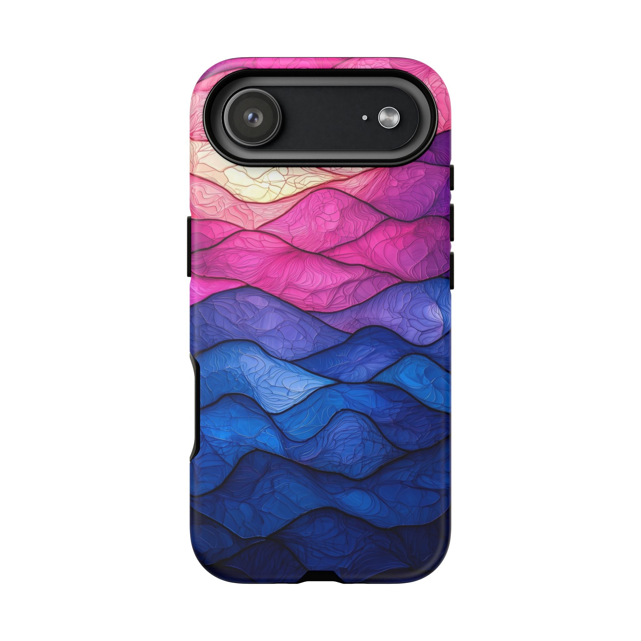 Abstract Ocean Waves iPhone Case — Pink & Blue Gradient Tough Case