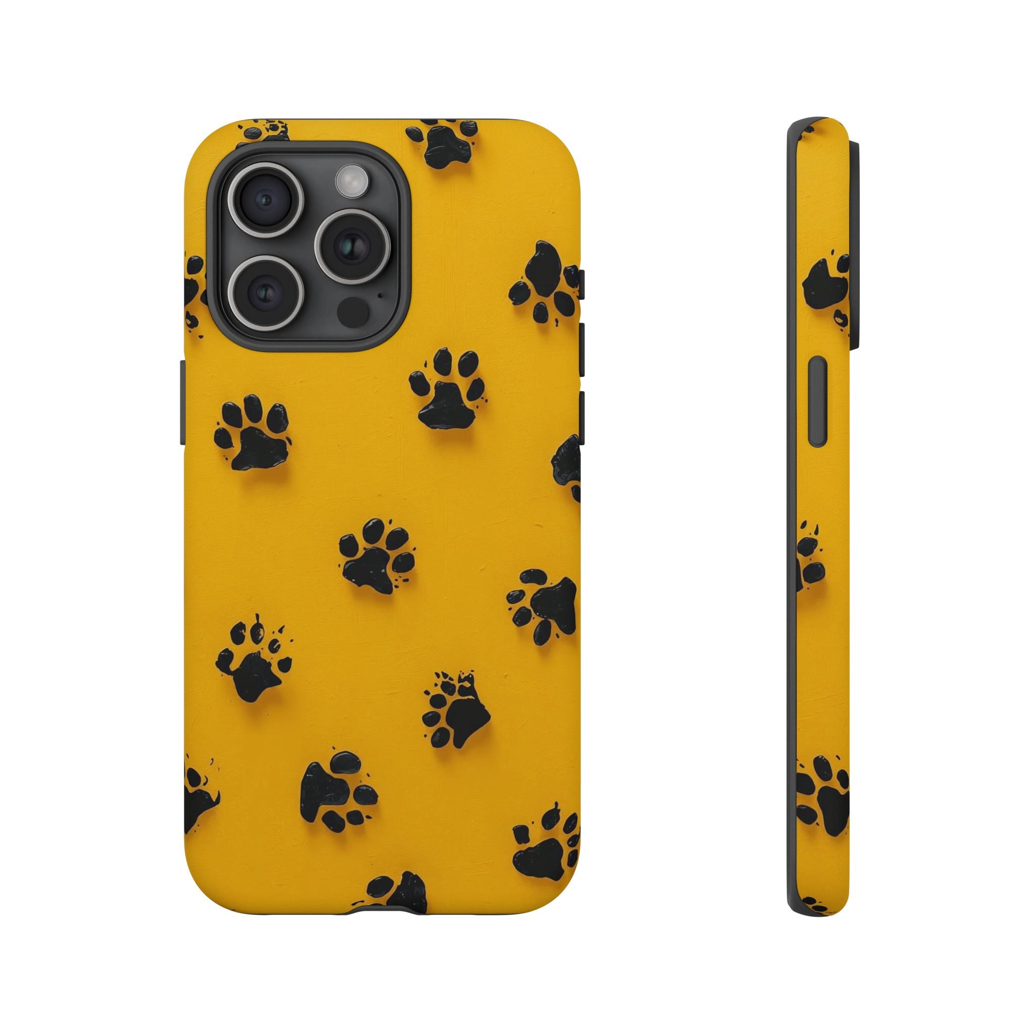 Yellow Paw Print Tough iPhone Case — Protective Dog & Cat Lover Cover
