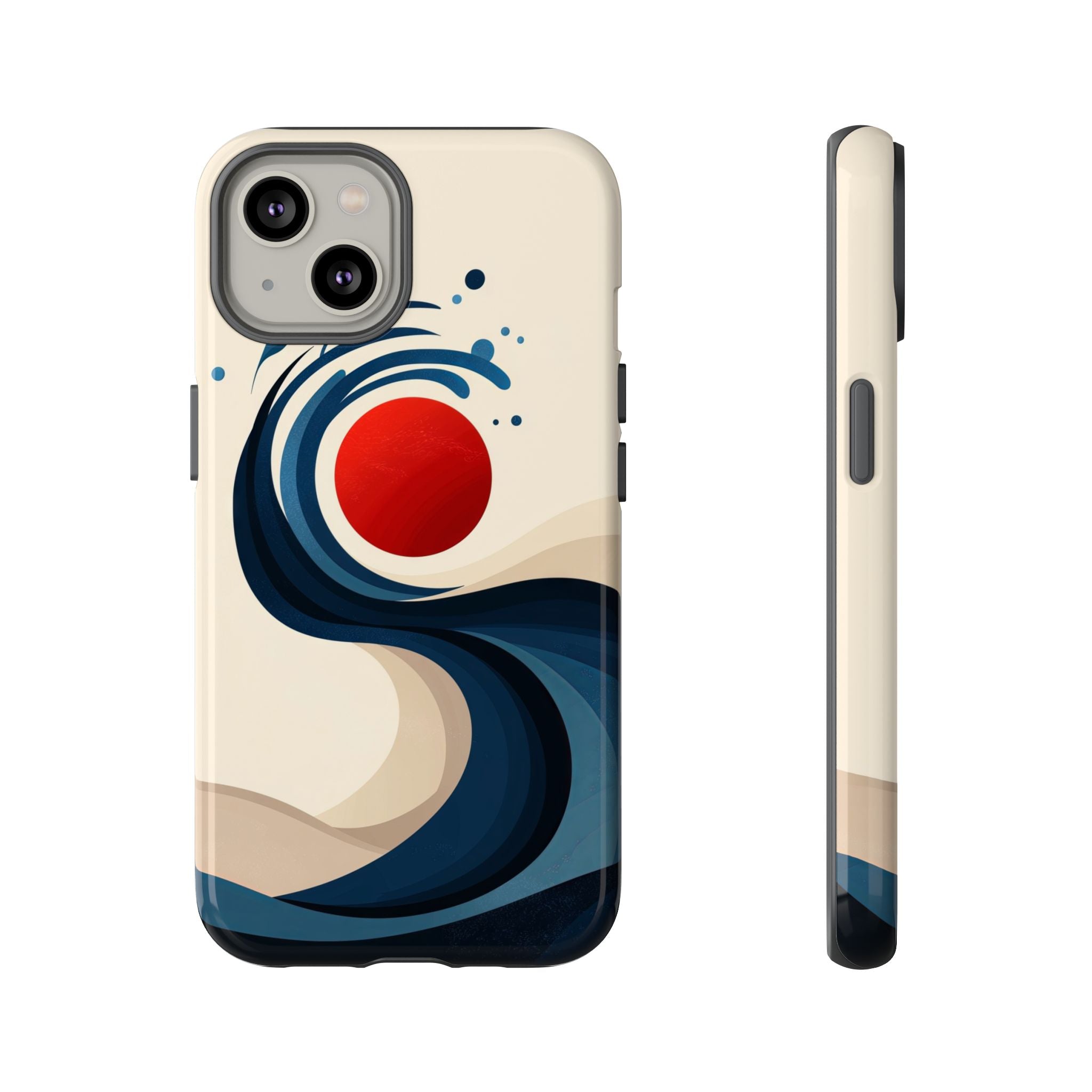Abstract Wave iPhone Case | Red Sun Ocean Art