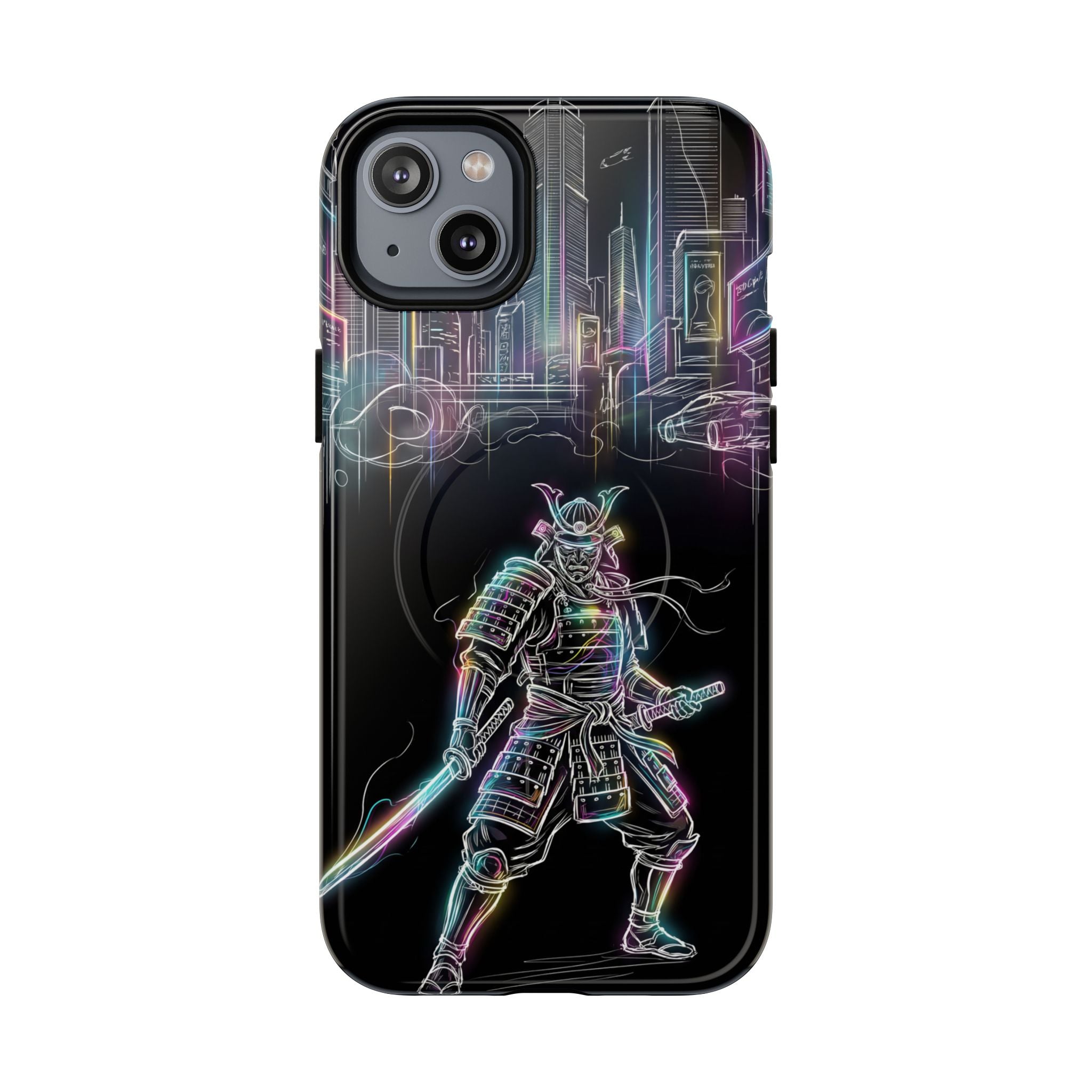 Neon Samurai MagSafe iPhone Case | Cyberpunk City Armor