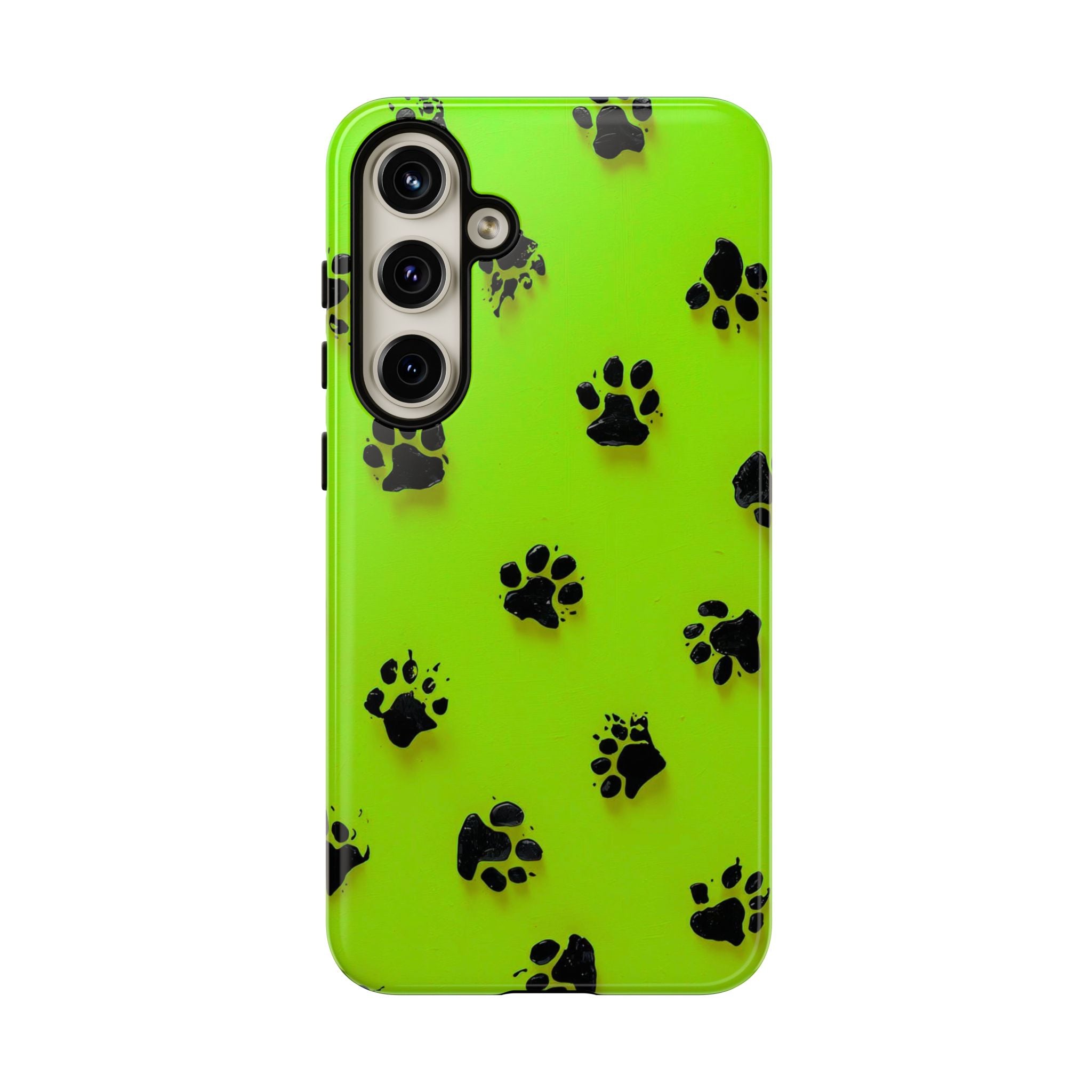 Neon Paw Print Tough Samsung Galaxy Case — Shockproof Pet Lover iPhone Cover