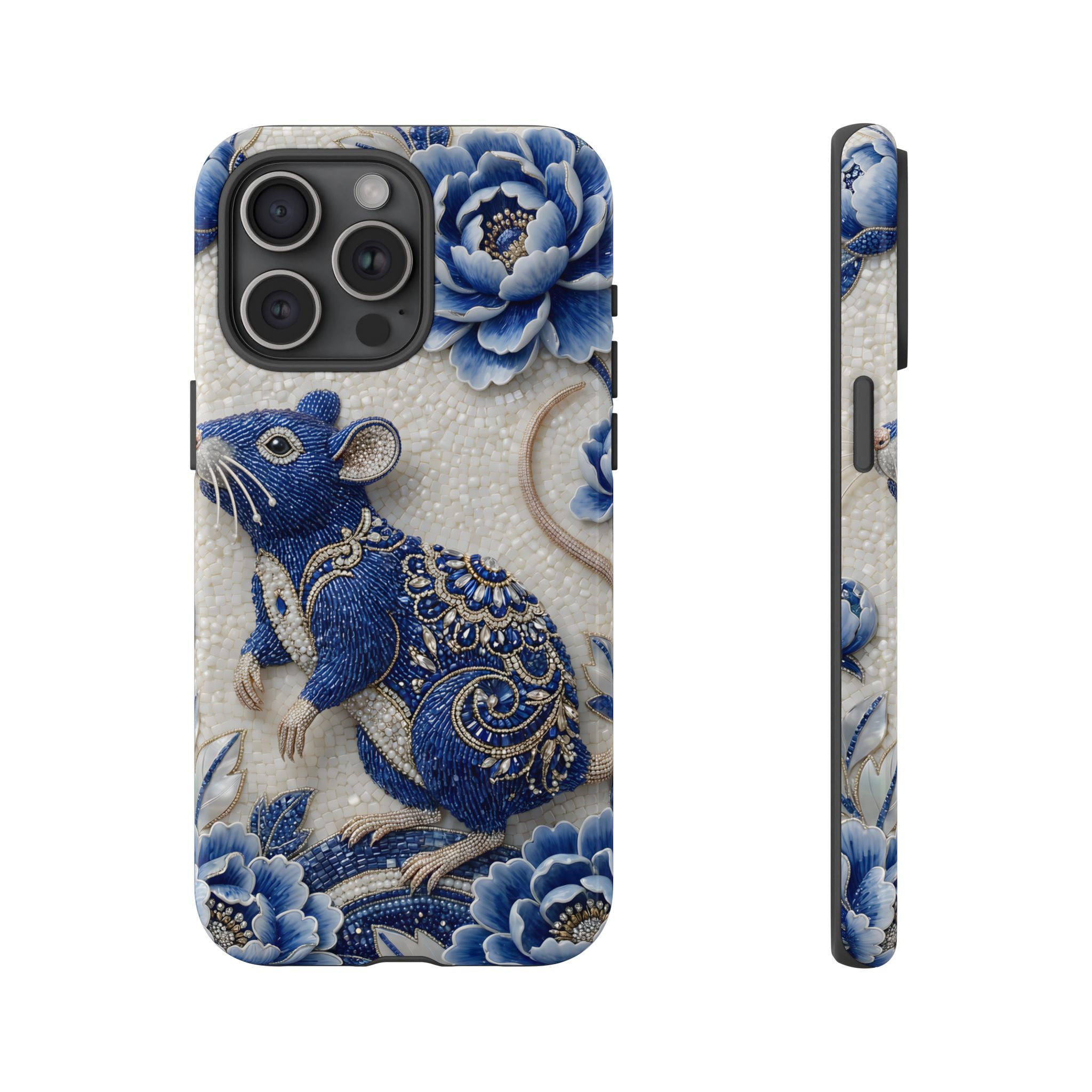 Asian Zodiac Rat iPhone Case | Blue & White Porcelain Art Slim Protective iPhone Case | Year of the Rat Gift