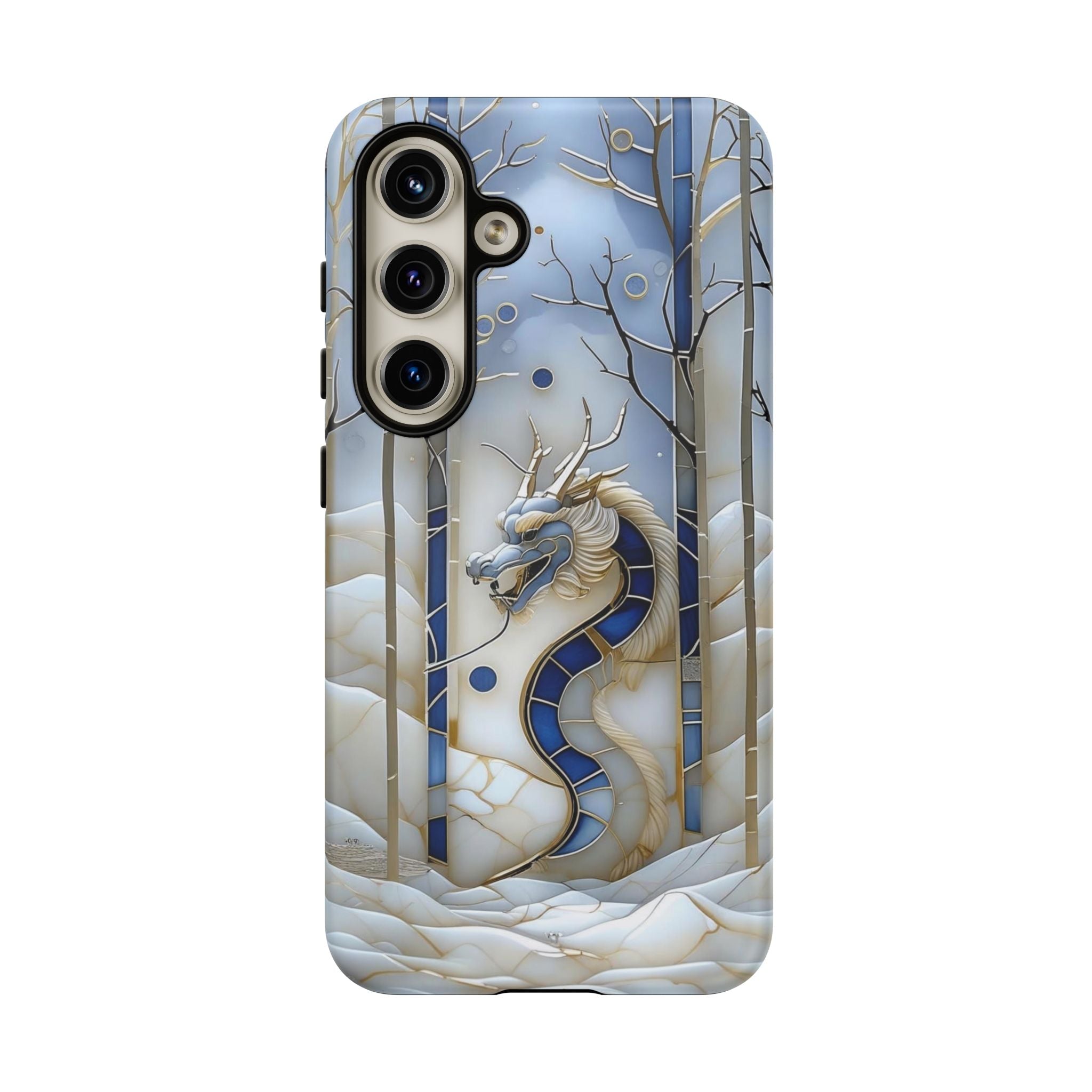 Dragon Stained Glass Samsung Galaxy Case — Blue Winter Forest Protective Cover