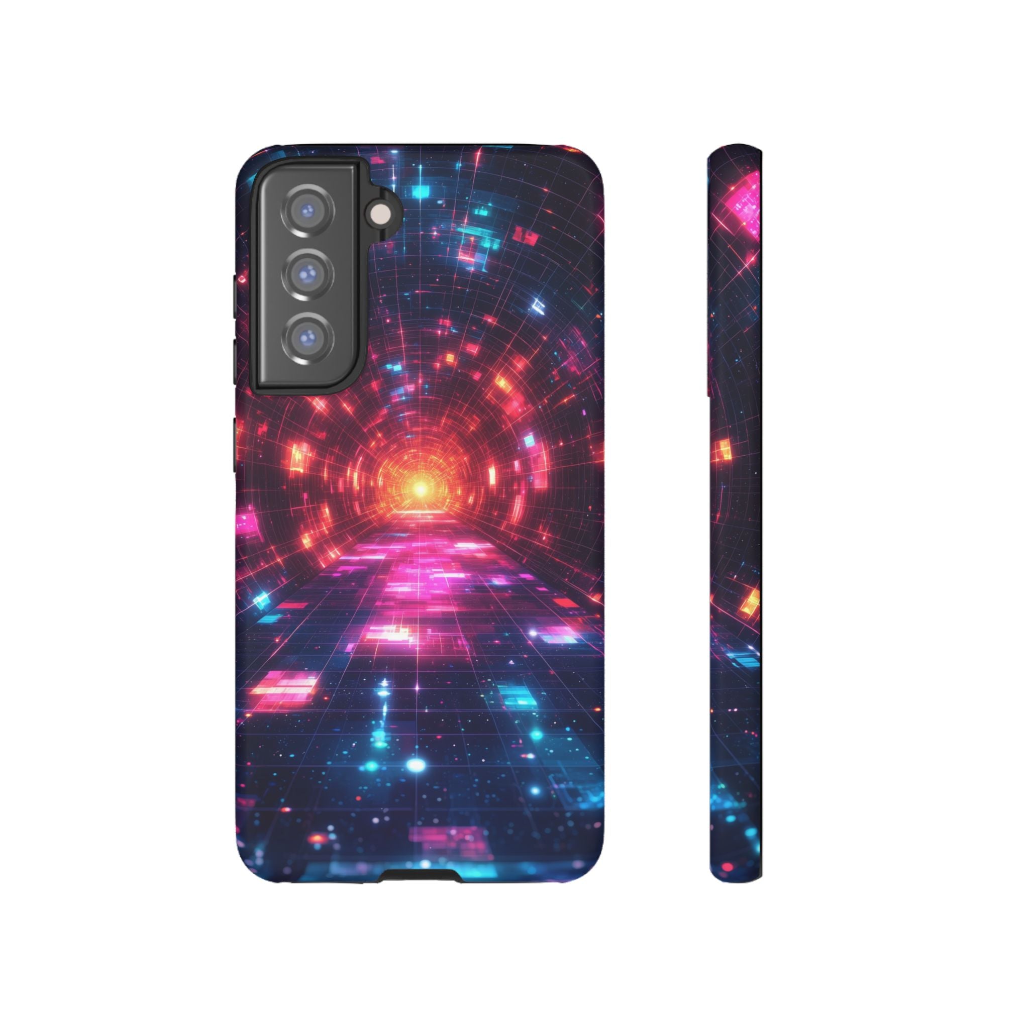 Neon Tunnel Tough Samsung Galaxy Case — Retro Futuristic Galaxy Design