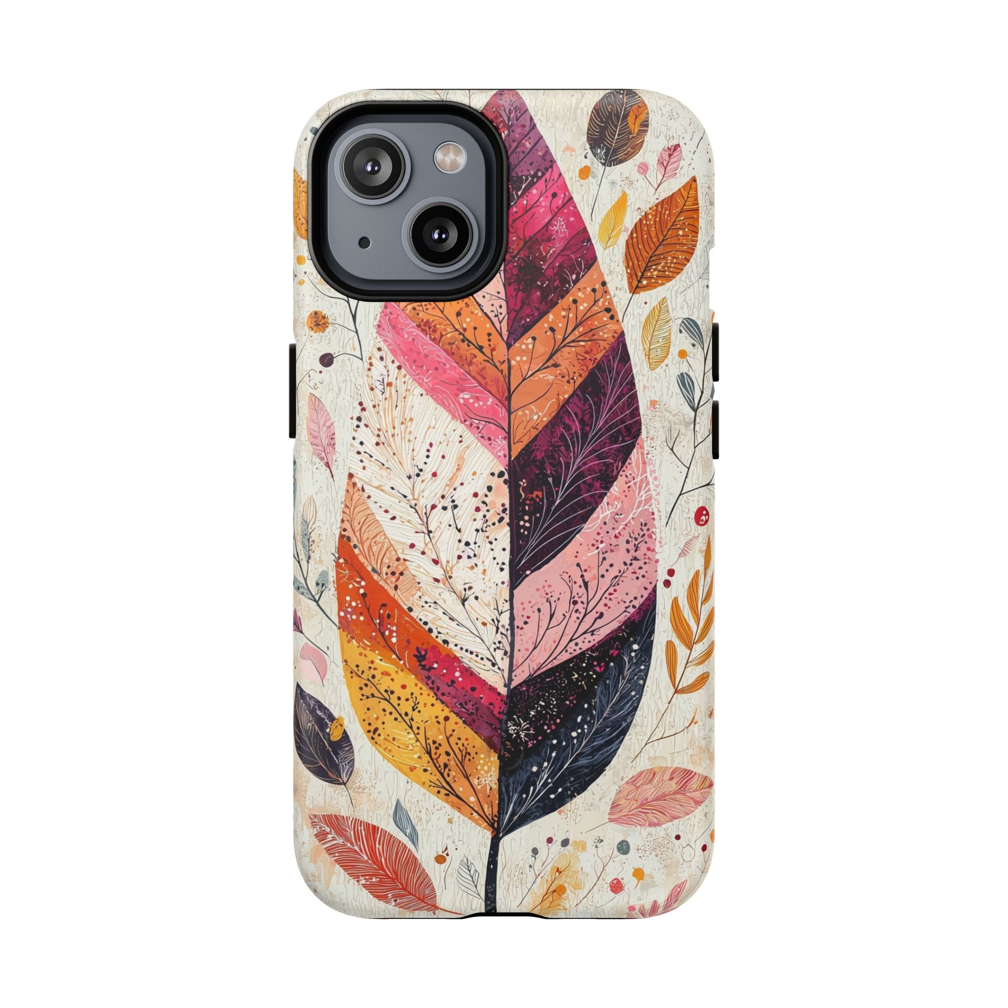 Custodia MagSafe resistente per iPhone Autumn Leaf | Design autunnale con piume ad acquerello