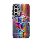 Soccer Player Neon Art Samsung Galaxy Phone Case | Vibrant Football Kick Protective Cover