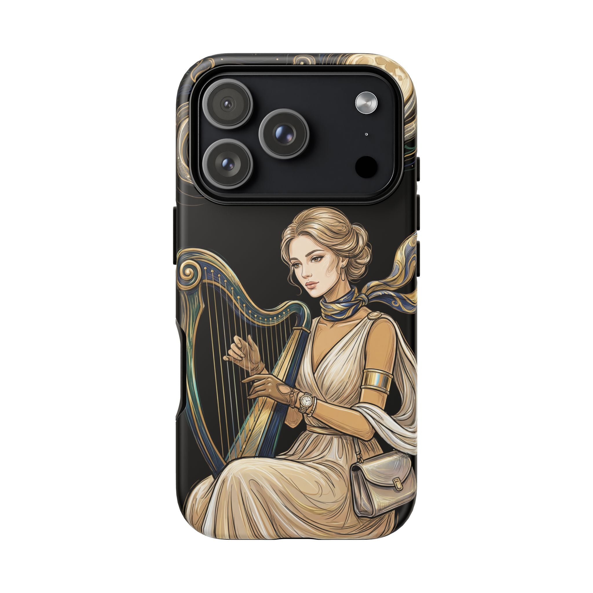 Moonlit Harp iPhone Case | Vintage Goddess Musician Art