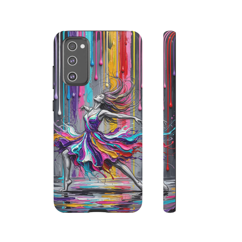 Colorful Dancer Tough Samsung Galaxy Phone Case | Vibrant Drip Art Protective Cover
