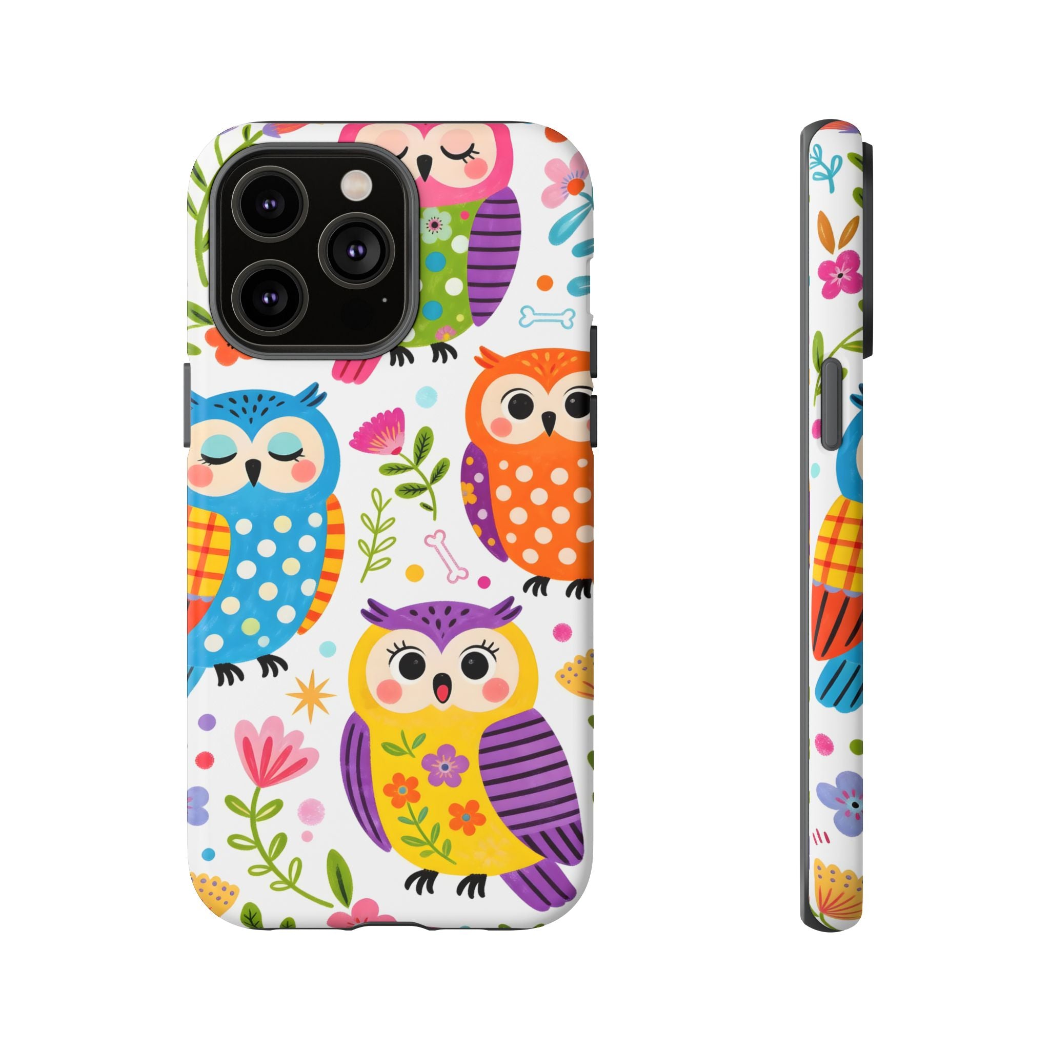 Cute Colorful Owls iPhone Case | Cute Owl Pattern Tough Case