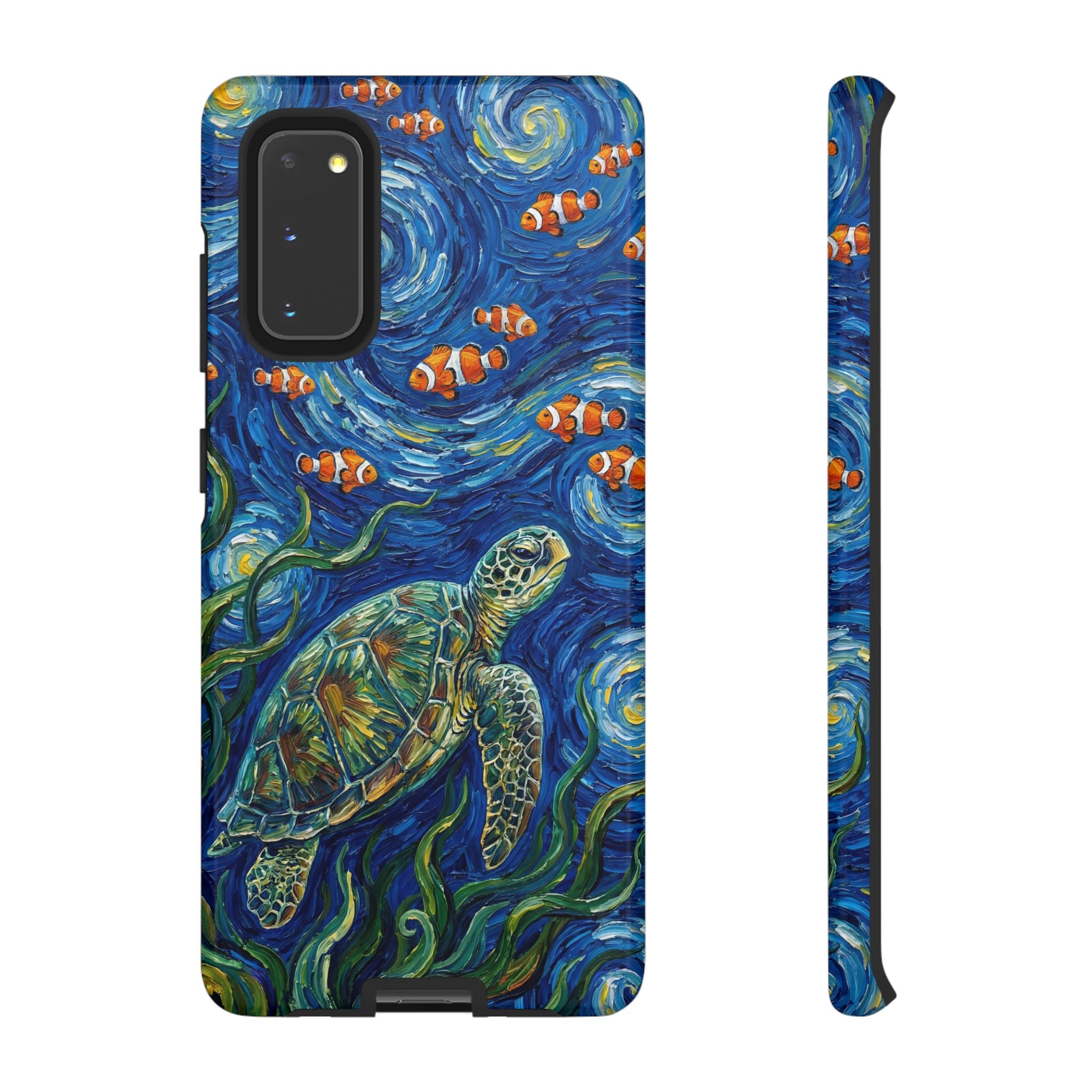 Sea Turtle & Clownfish Tough Samsung Galaxy Case | Van Gogh Style Ocean Art