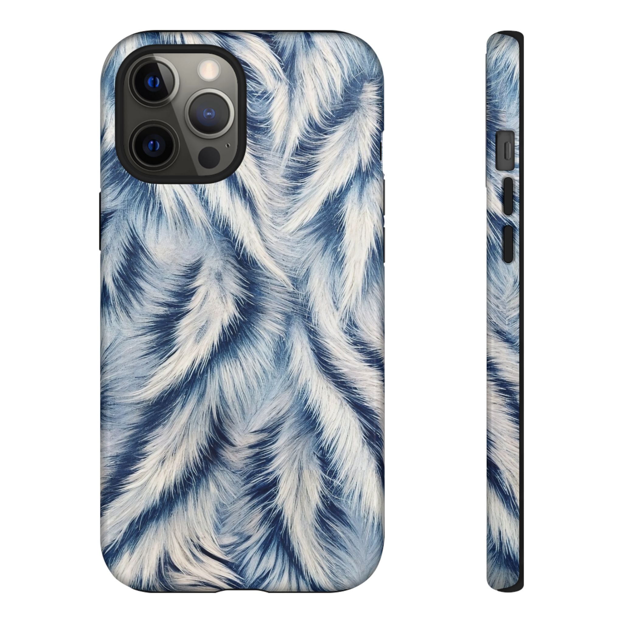 Blue Faux Fur Texture Protective Tough iPhone Case