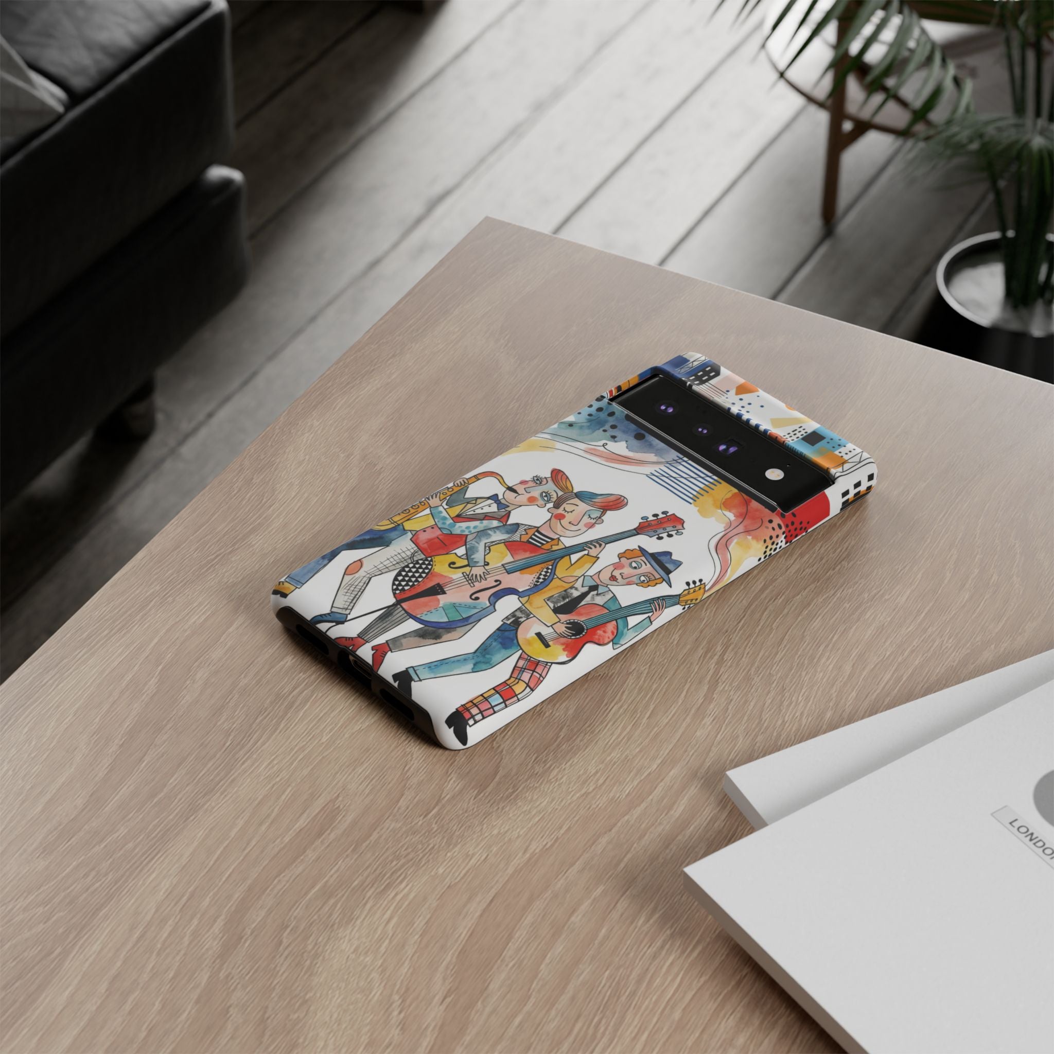 Musical Trio Illustrated Google Pixel Phone Case | Colorful Jazz Band Art Phone Cover