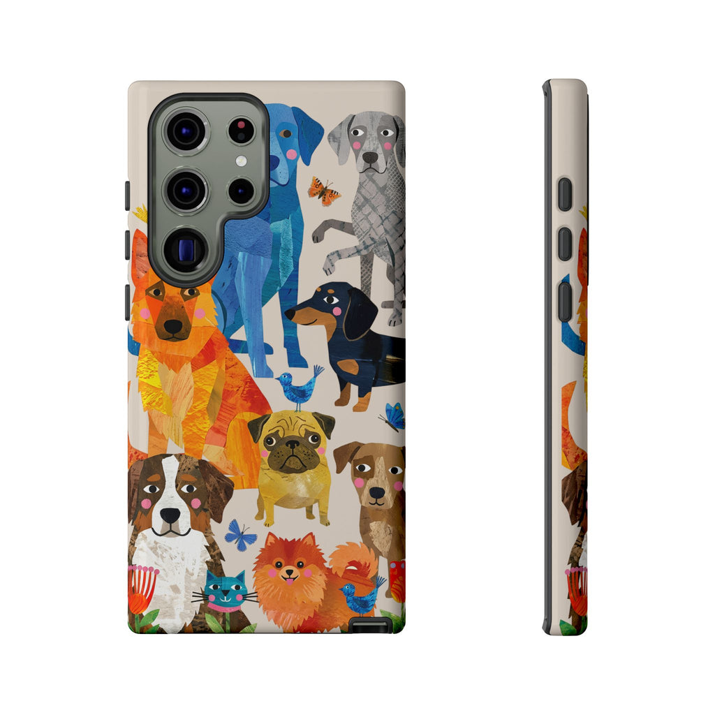 Colorful Dogs Pattern Samsung Galaxy Phone Case | Cute Watercolor Puppy Design Tough Case