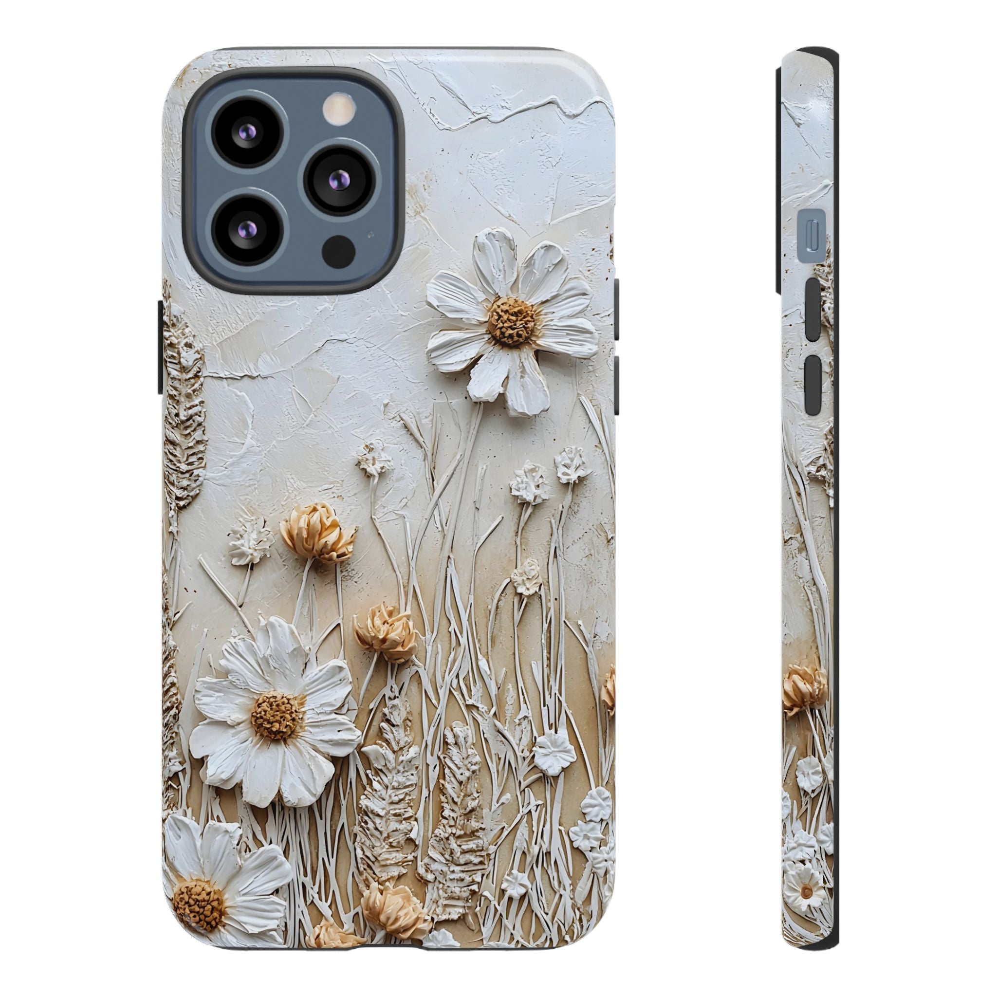 Textured Daisy Art Floral Relief iPhone Case