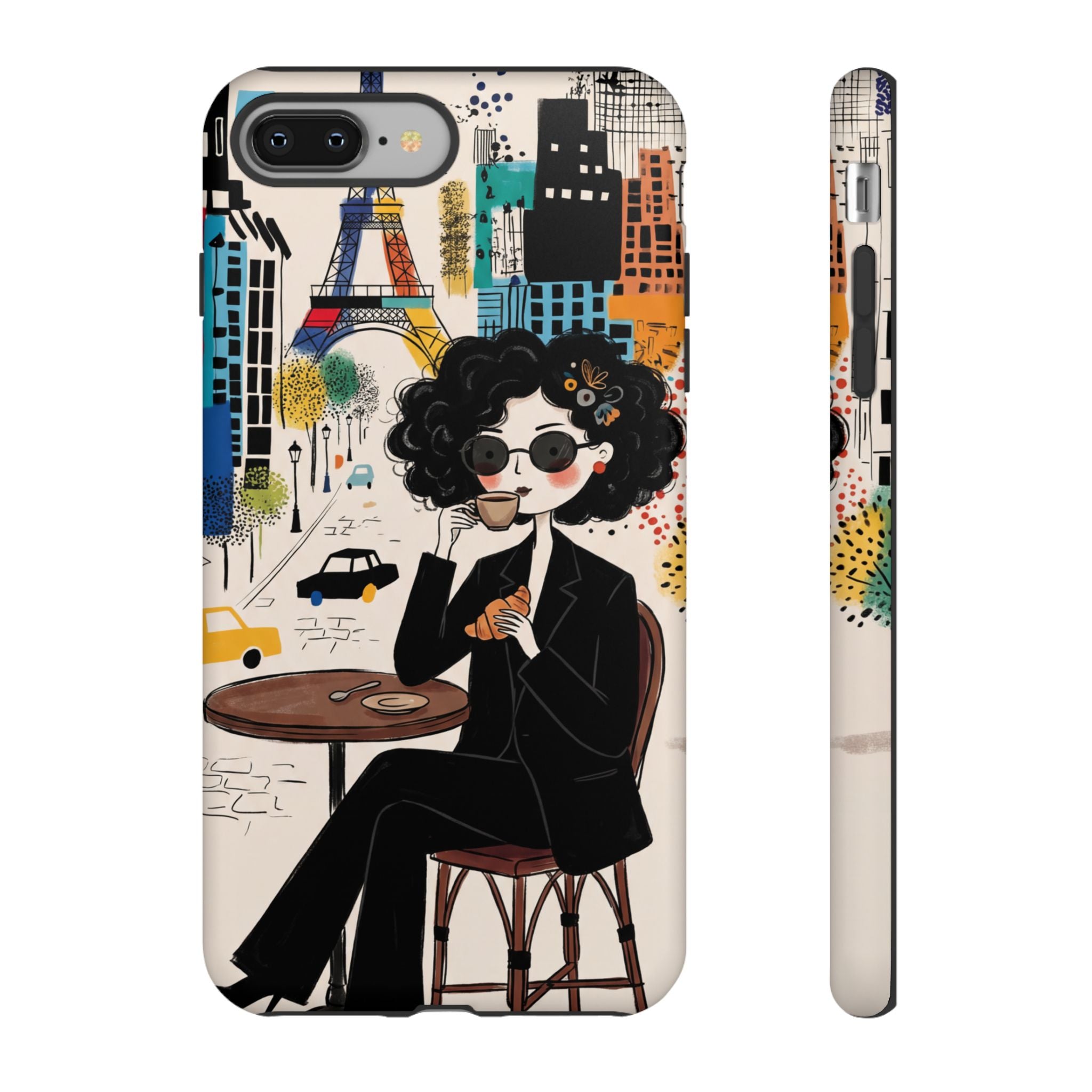 Paris Cafe Chic iPhone Case | Stylish Woman Illustration iPhone Cover