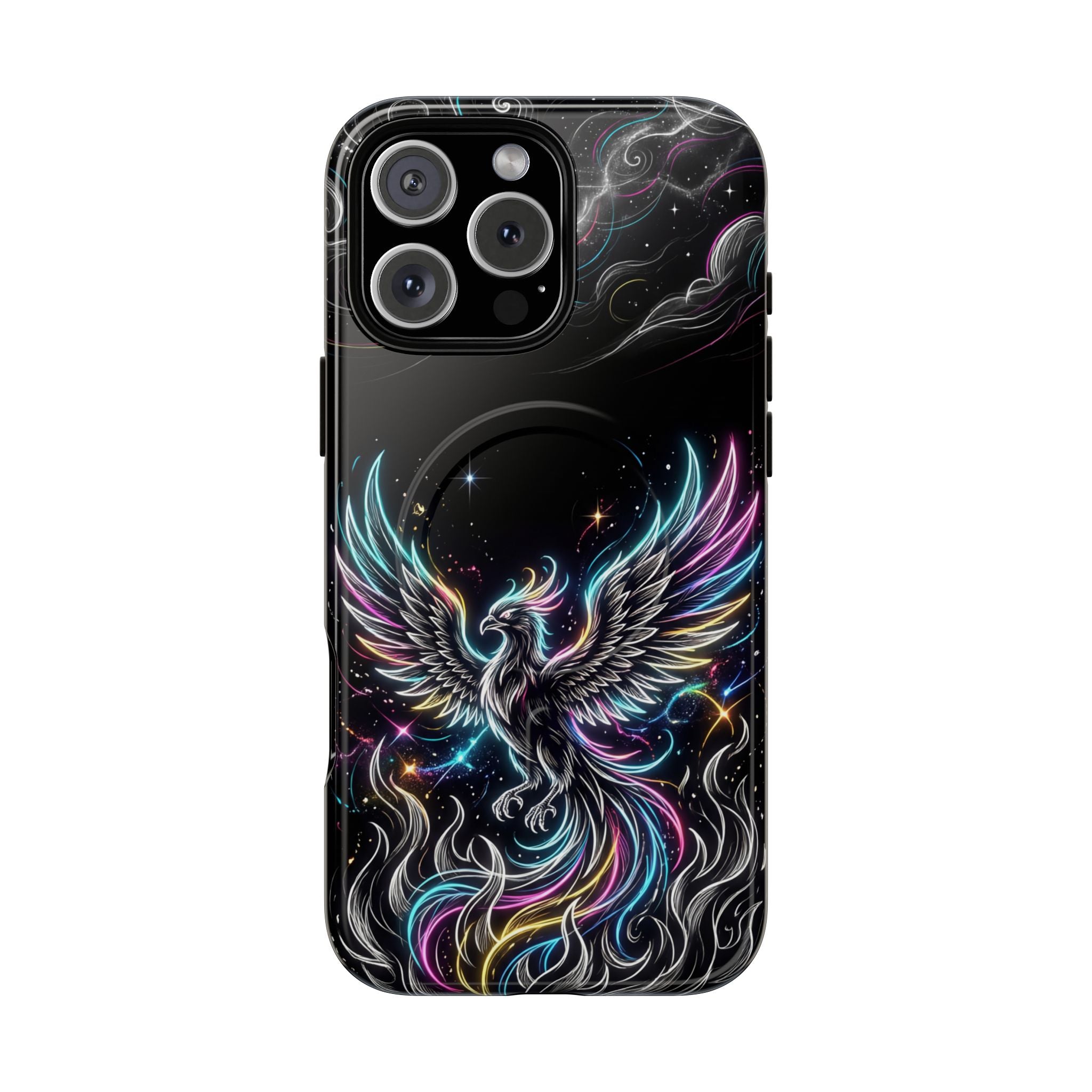 Colorful Neon Phoenix Tough MagSafe iPhone Case