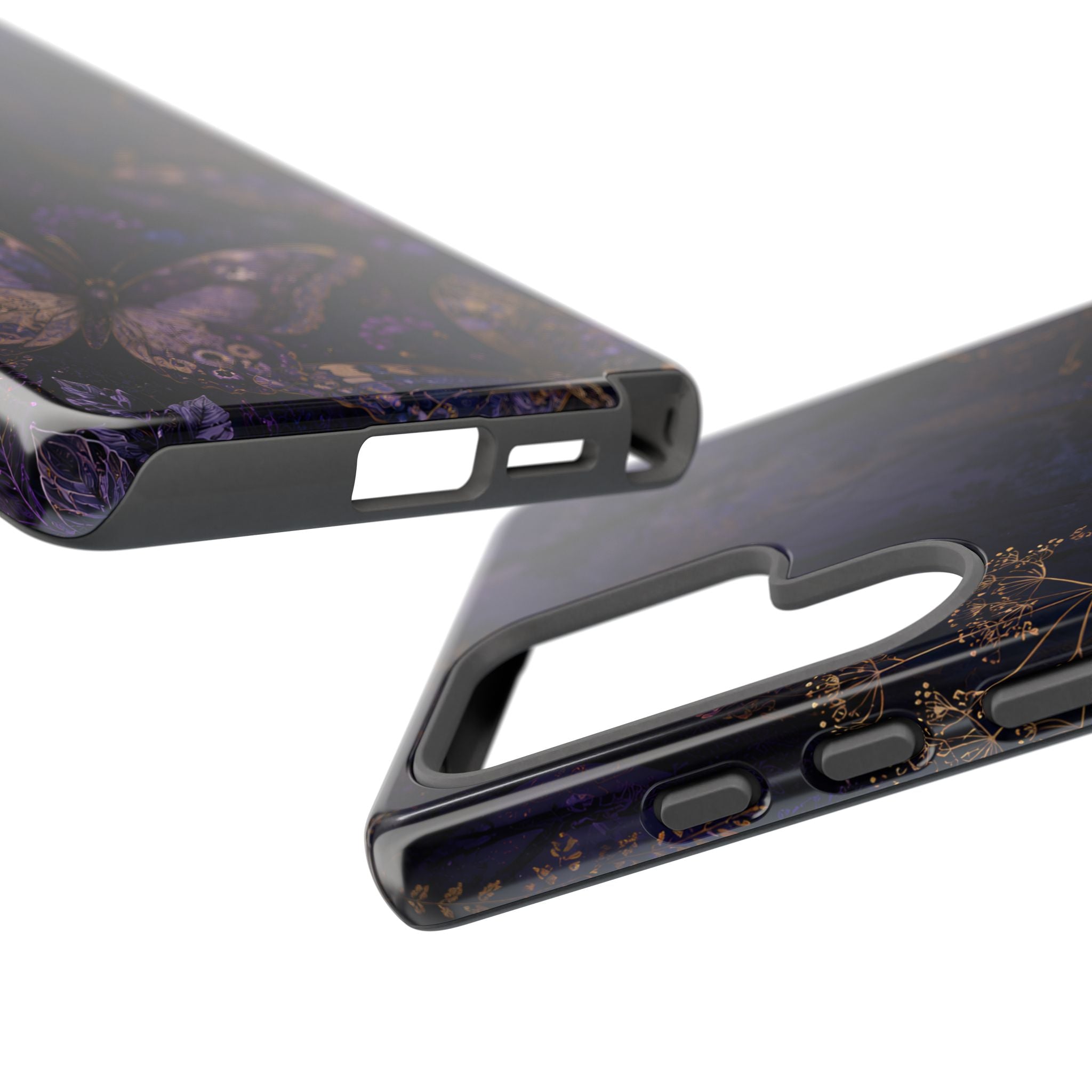 Purple Night Butterflies Samsung Galaxy Phone Case | Moody Purple Floral Cover