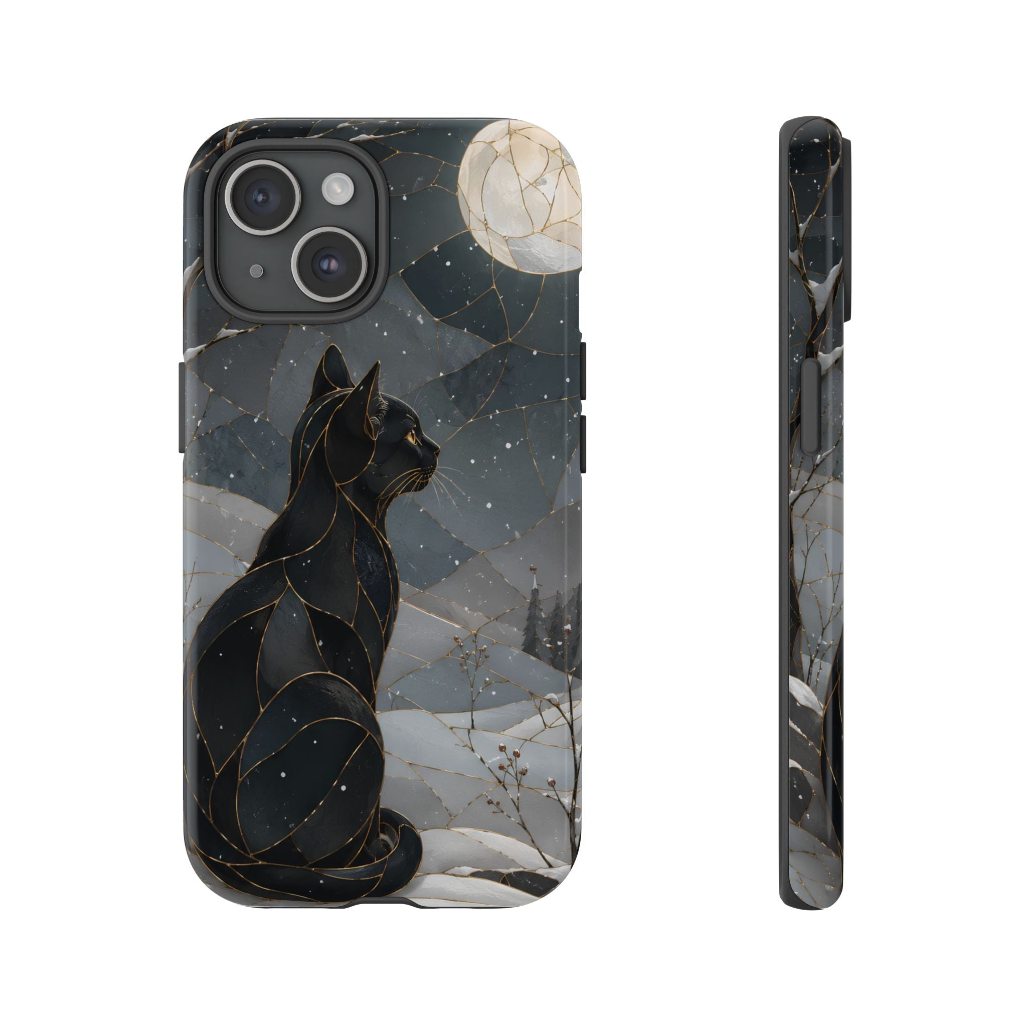 Black Cat iPhone Case | Moonlit Winter iPhone Case